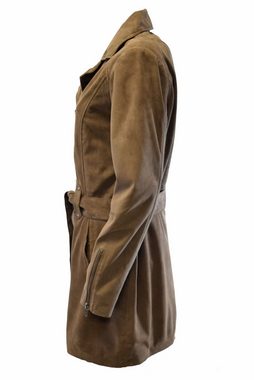 Zimmert Leather Ledermantel UNA weiches Wildleder, Velourleder Cognac, Braun, Braungrau