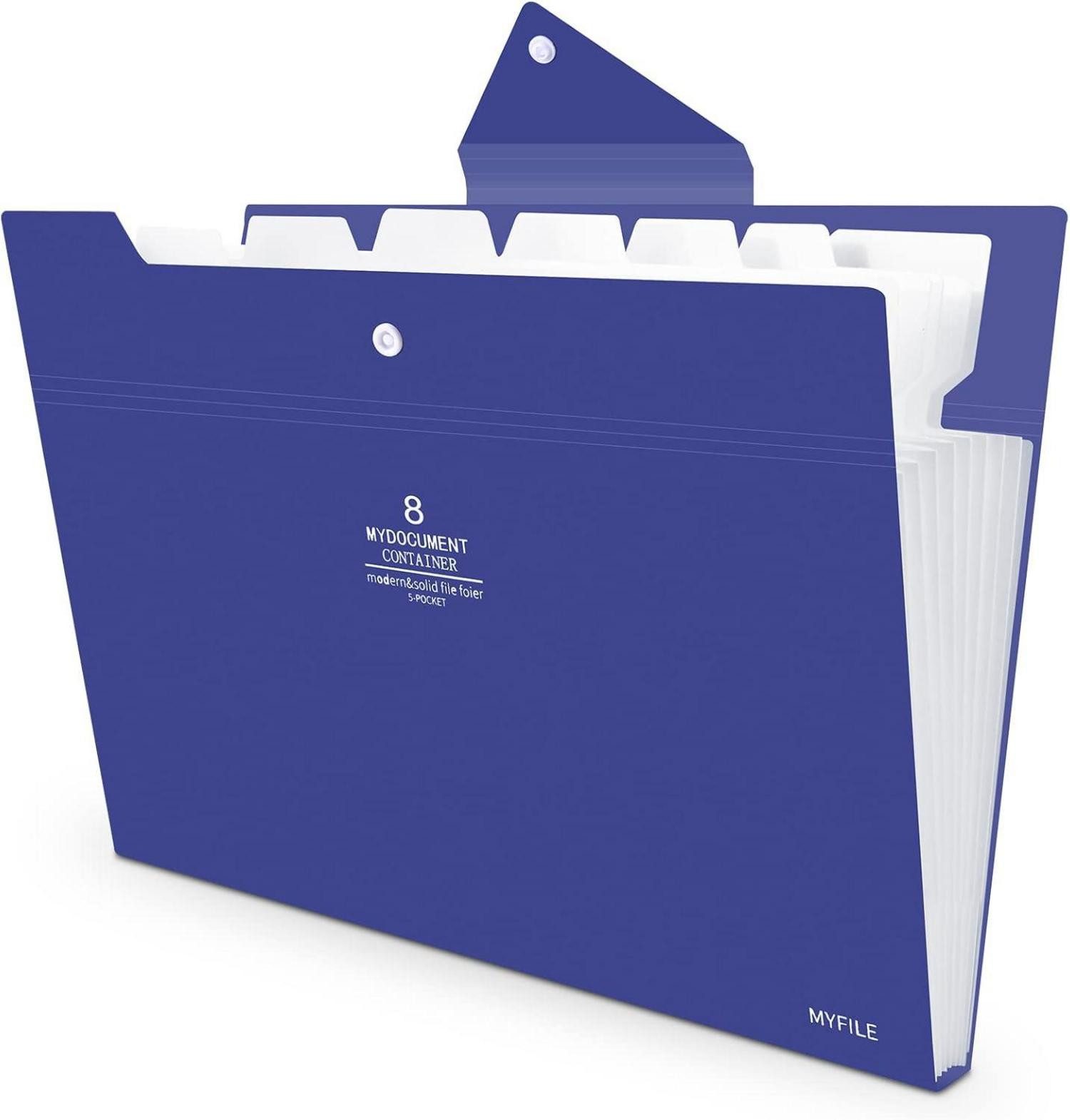 Fächermappe Fächermappe A4 Erweiterbar Tragbar Aktenordner 8 Taschen Blau