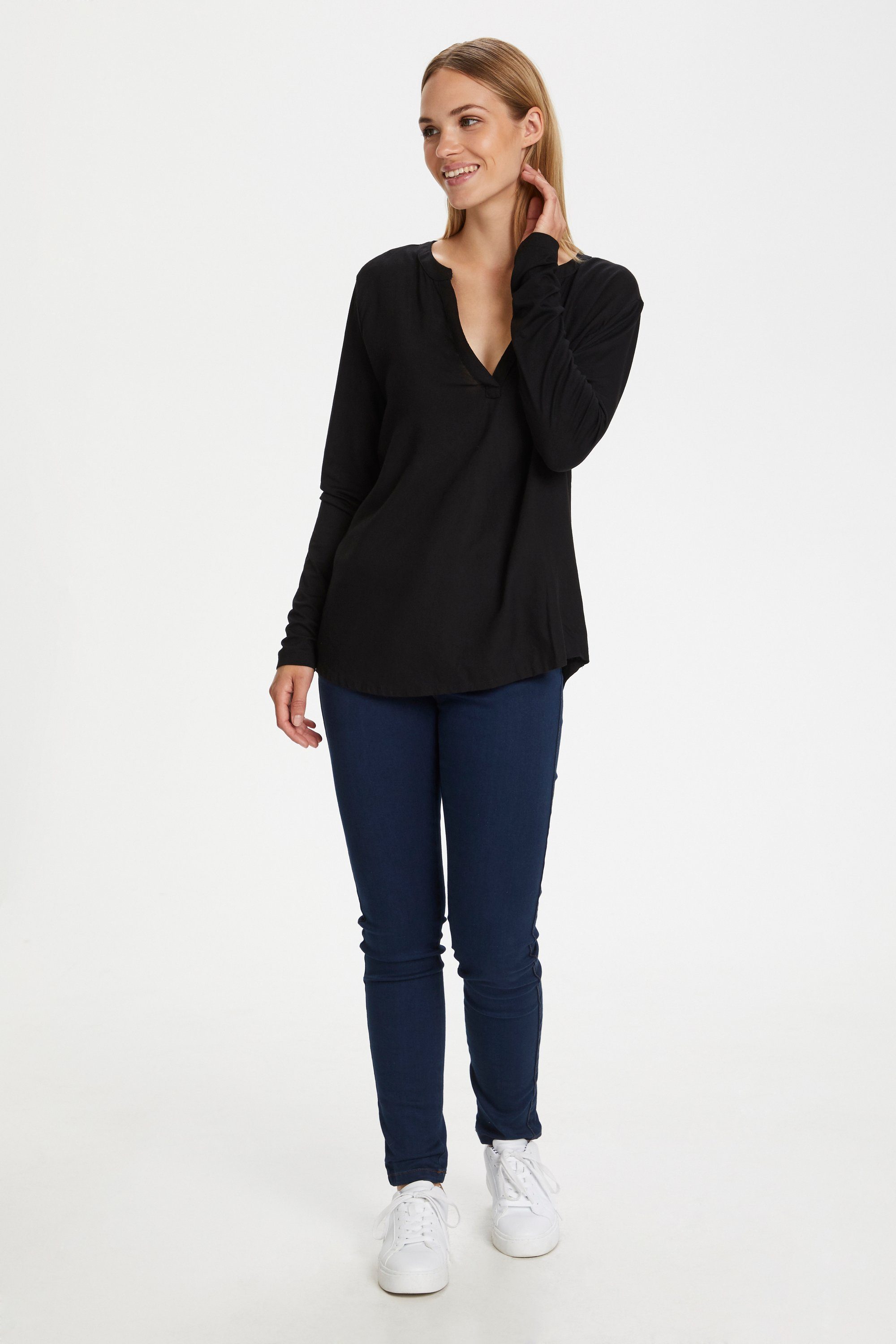 KAFFE Langarmbluse Langarm-Bluse Kacalina