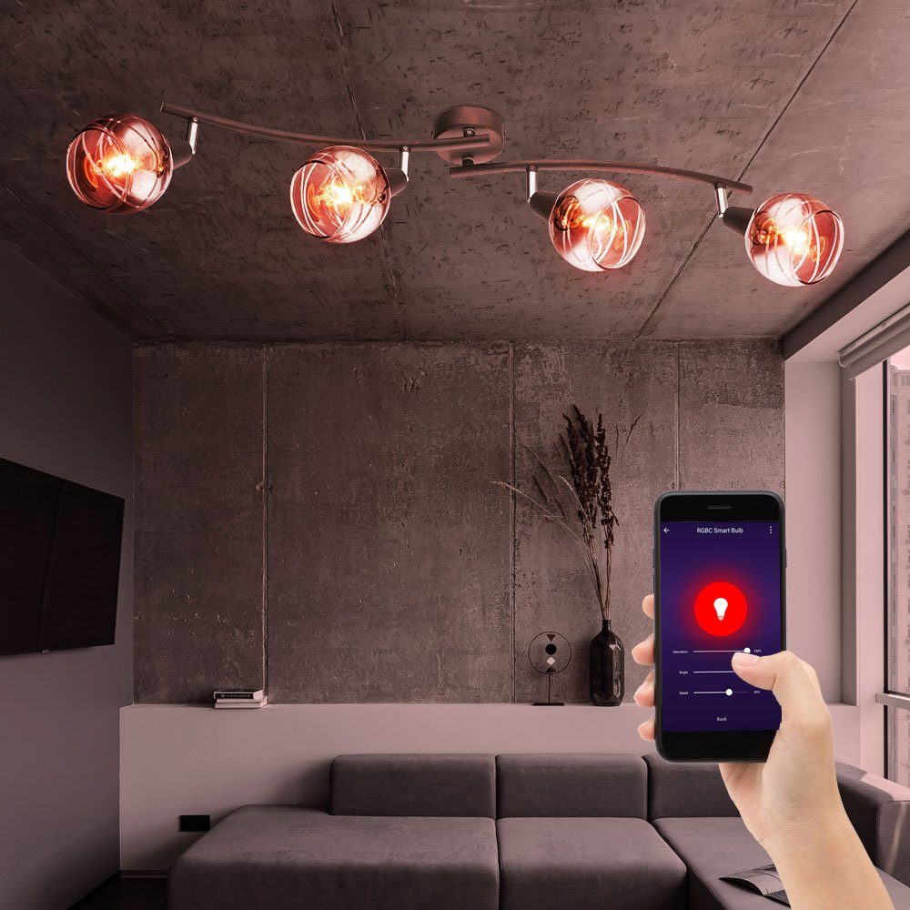 etc-shop Smarte Smart Lampe dimmbar Decken Leuchte Spot LED-Leuchte, Glas Leiste