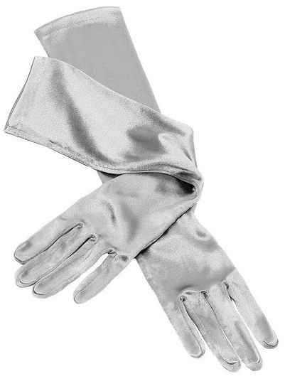 thetru Kostüm 20er Jahre Handschuhe silber, Silberne Satin Handschuhe für Dein Flapper-Outfit