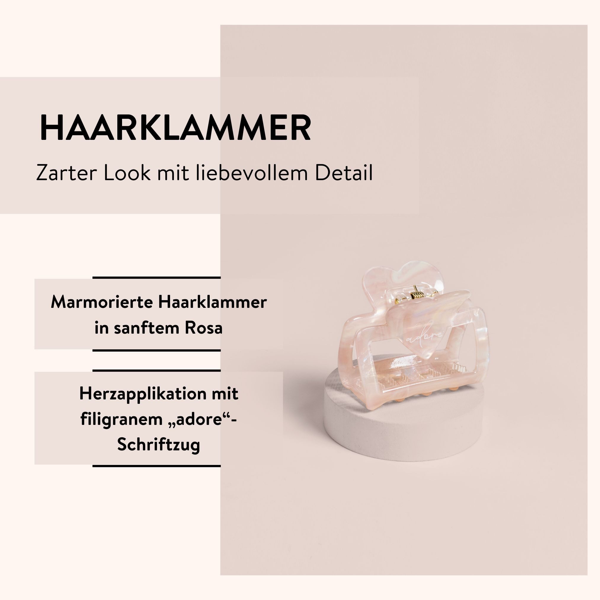 PARSA Beauty Haarklammer Lifestyle Pure Balance Haarklammer Rosa mit Herz & Schriftzug