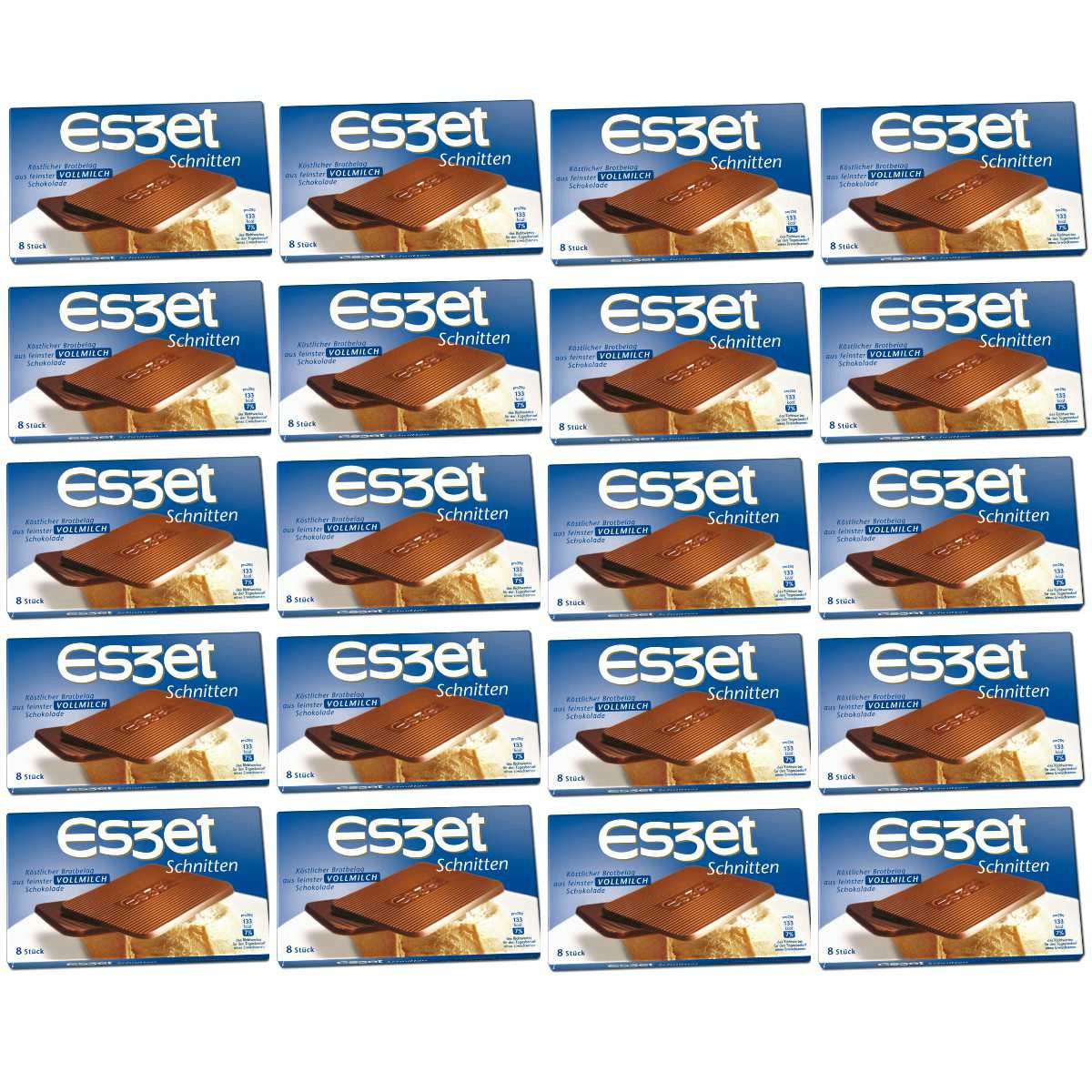 ESZET Schokolade, Eszet Schnitten 8 Vollmilchschokoladen Täfelchen 75g 20er Pack