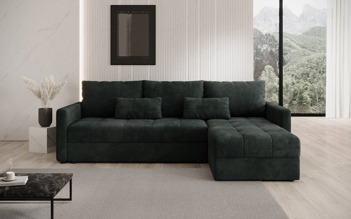 Luxusbetten24 Schlafsofa Designer Sofa Roma in Cord, mit Stauraum und Schlaffunktion