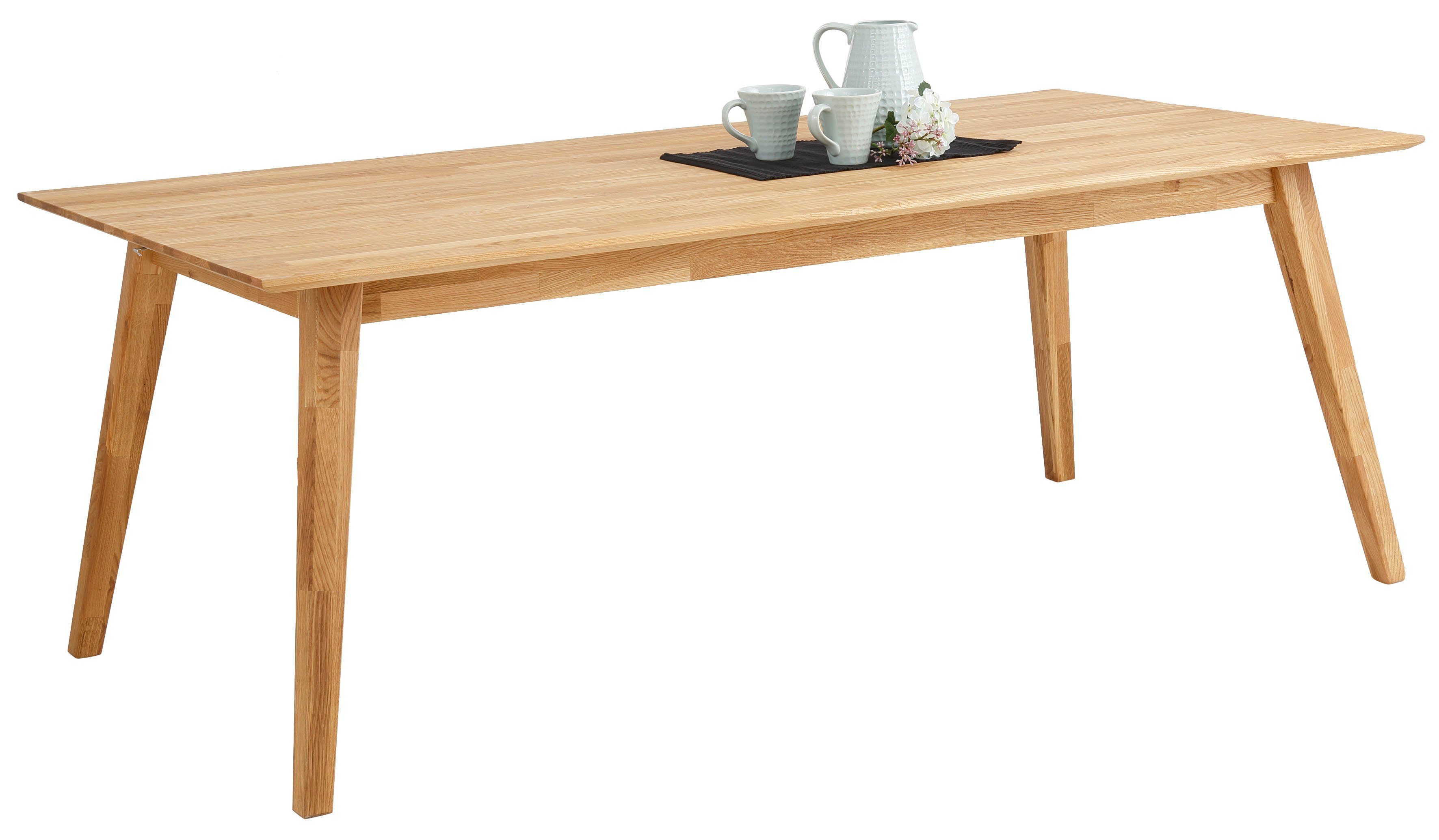 OTTO home Esstisch Lake, Eiche massiv, Breite 150 cm, erweiterbar mit Ansteckplatten