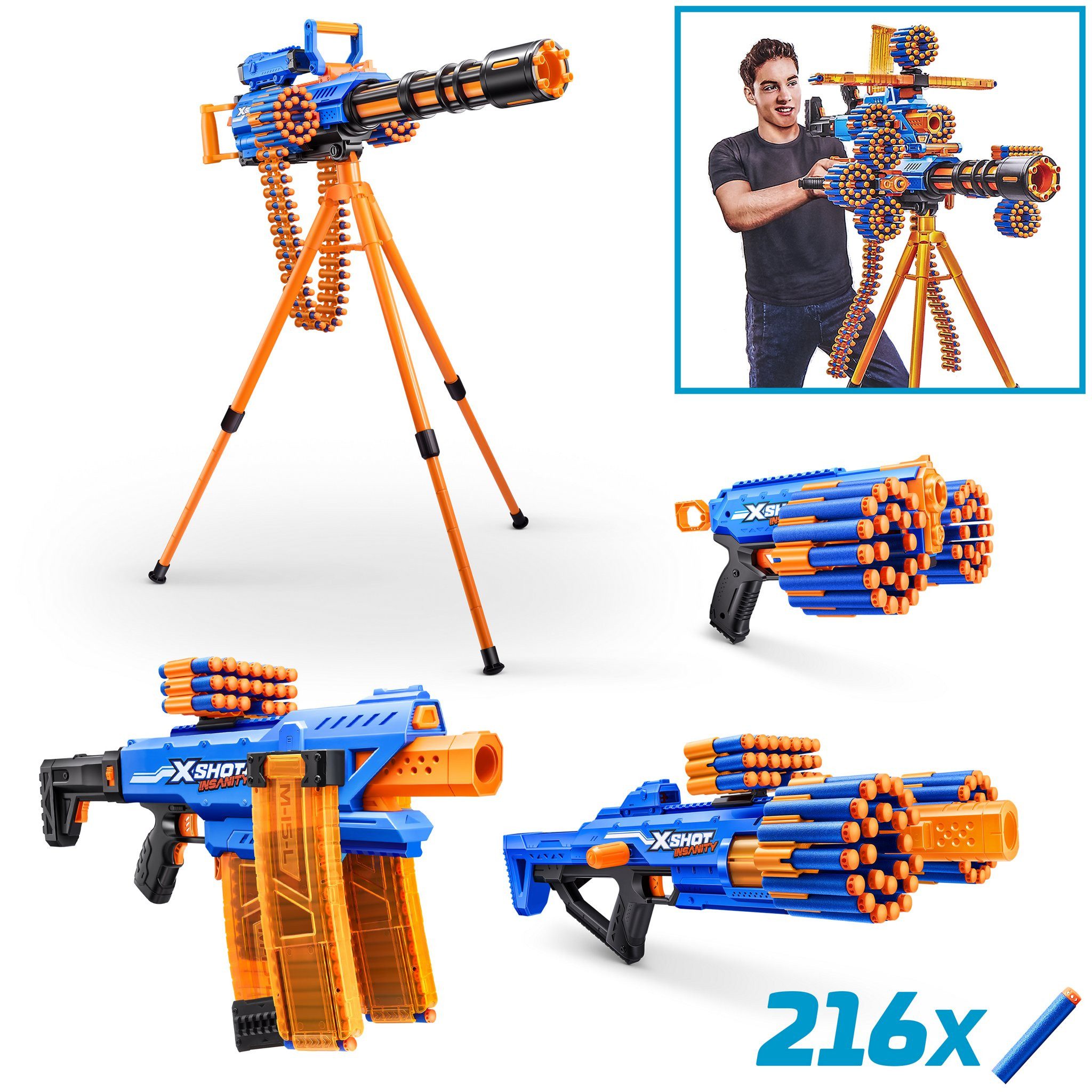 Blaster X-Shot INSANITY Mania-Bundle, 4 in 1 Set - Blaster