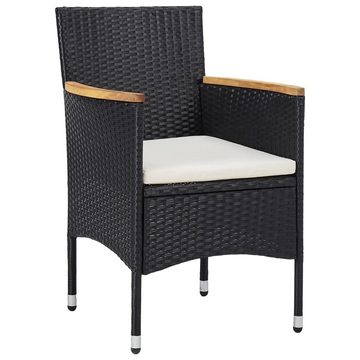 vidaXL Garten-Essgruppe 7-tlg. Garten-Essgruppe Poly Rattan Schwarz, (7-tlg)