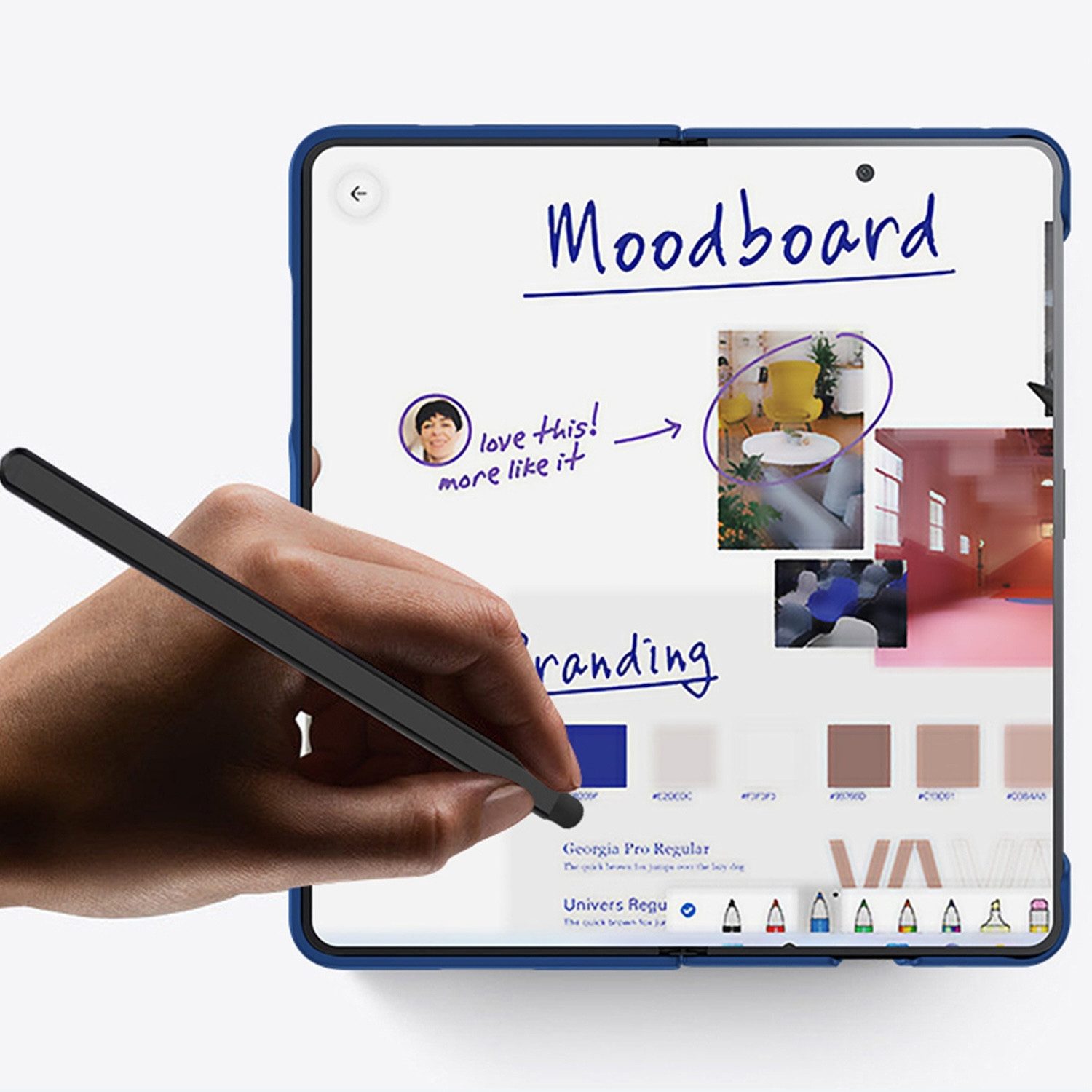 Wigento Handyhülle Für Honor Magic V2 PC Skin Feel Schutz Hülle Stifthalterung + Stift