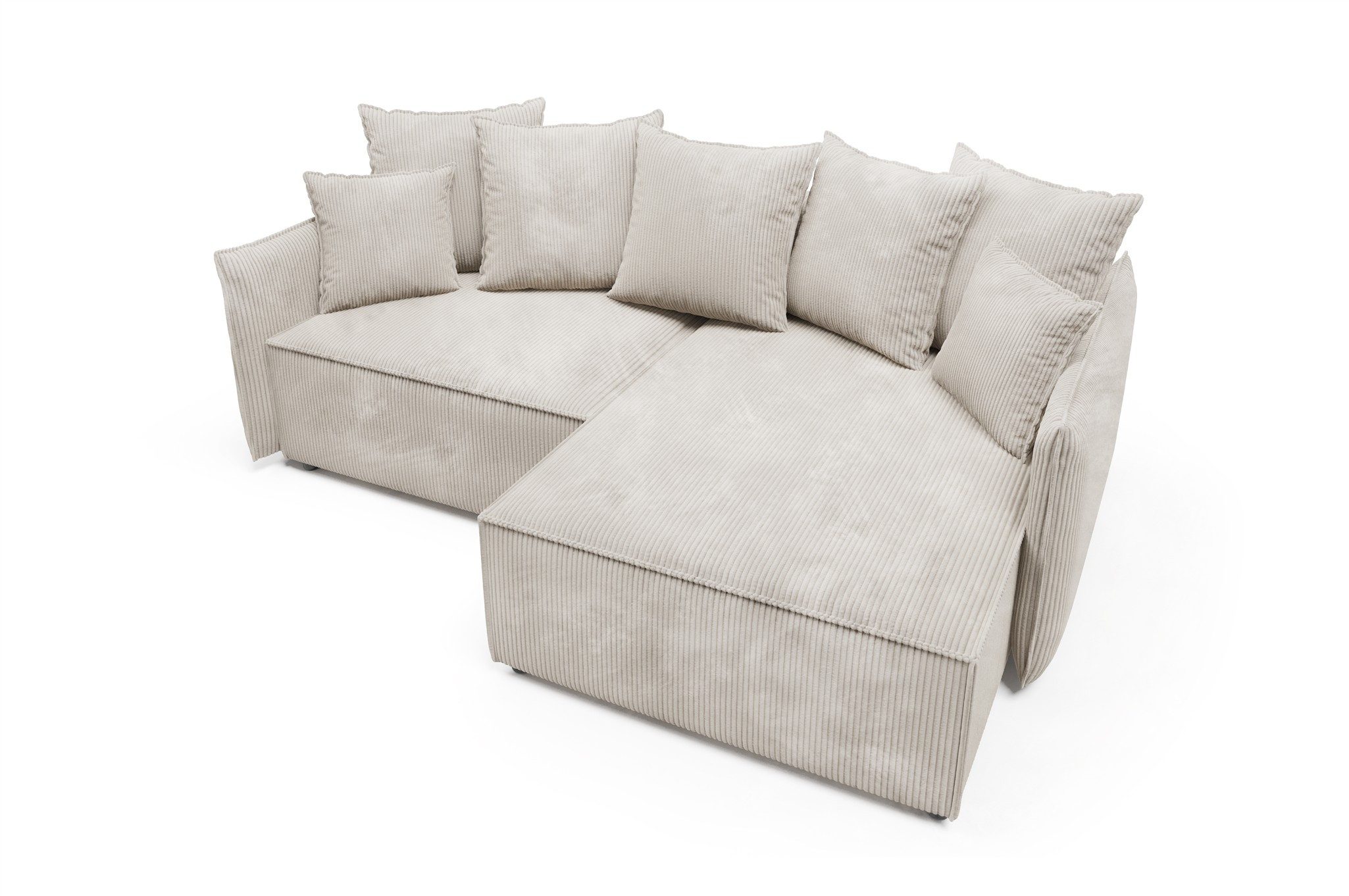 Fun Möbel Ecksofa Schlafsofa Sofa FUN CARMELA mit Ottomane in Stoff, Rundumbezug