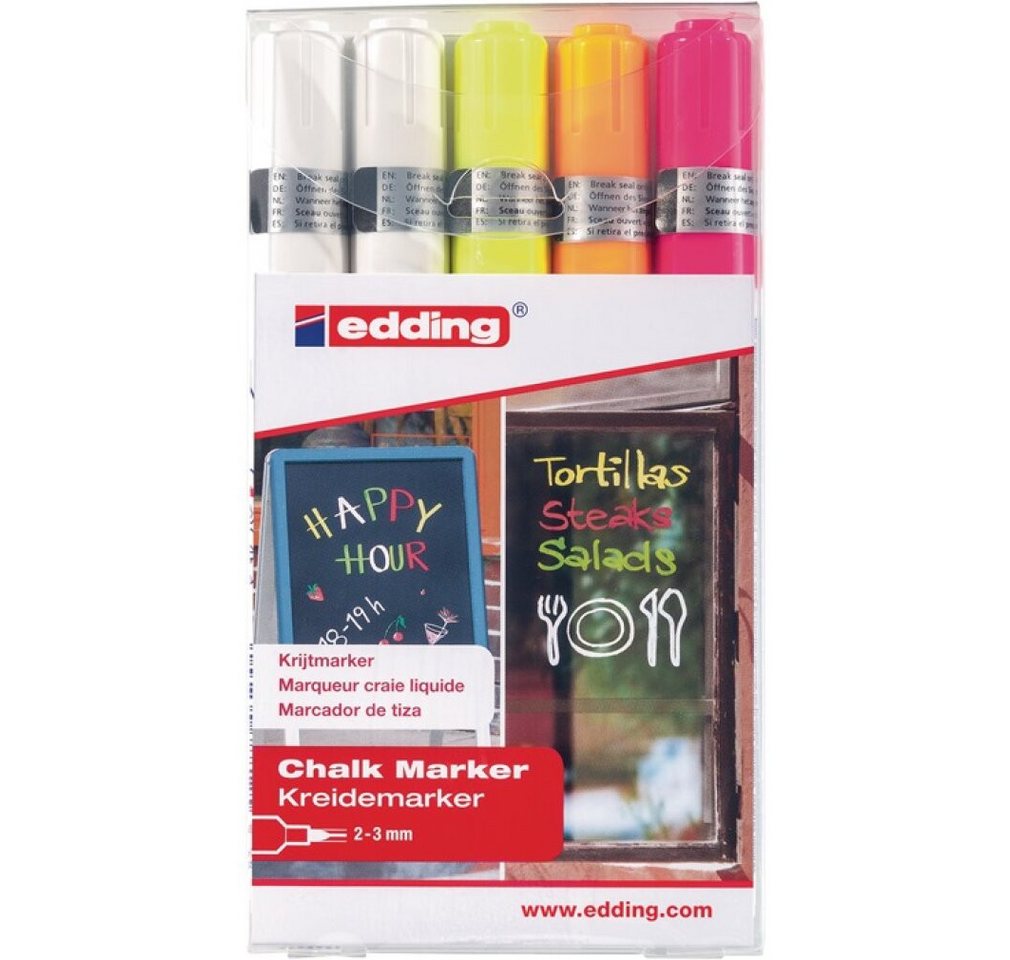 Thumbnail - edding Marker Kreidemarker 4095 2x weiß/neongelb/neono 2x weiß