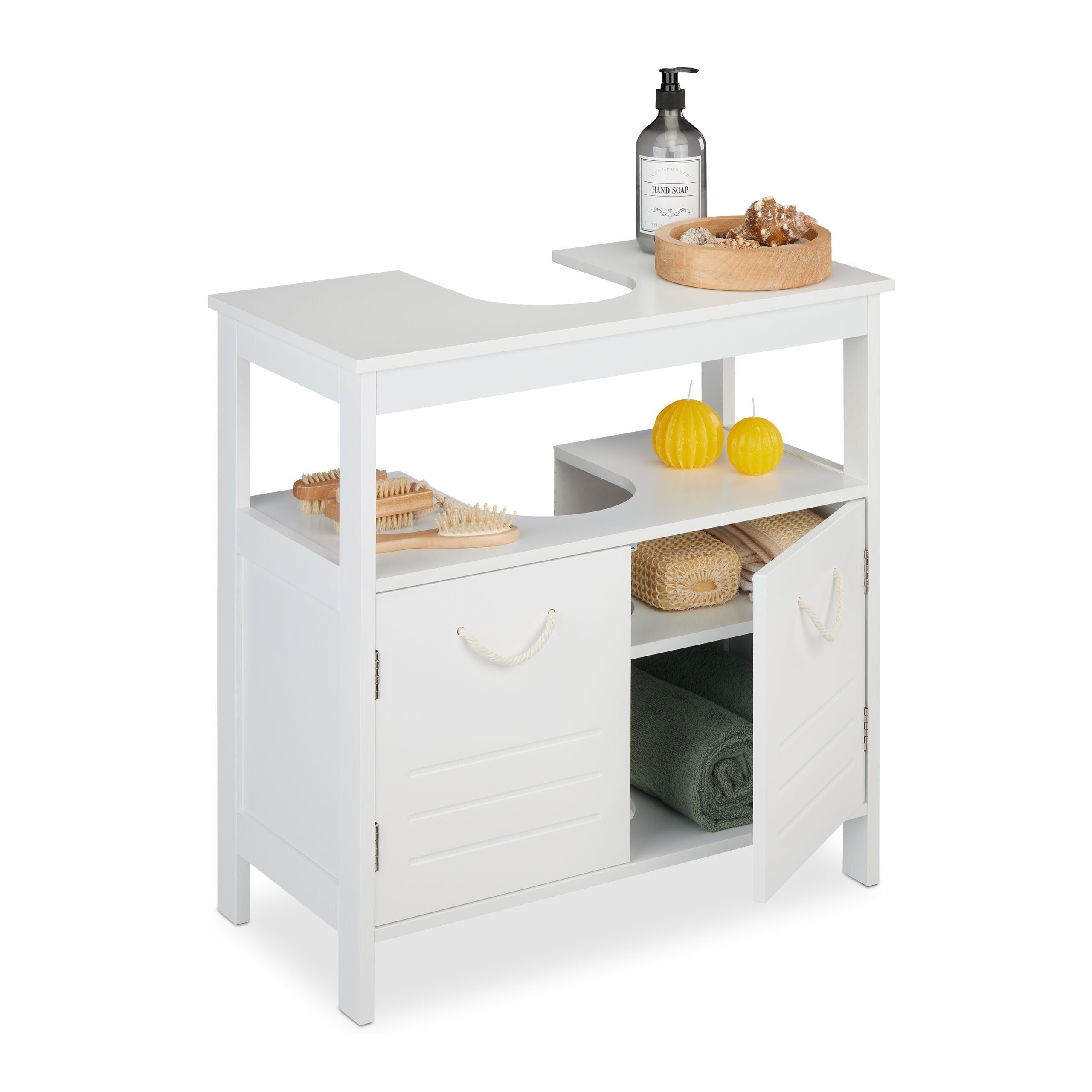 relaxdays Waschbeckenunterschrank mit Seilgriffe günstig online kaufen