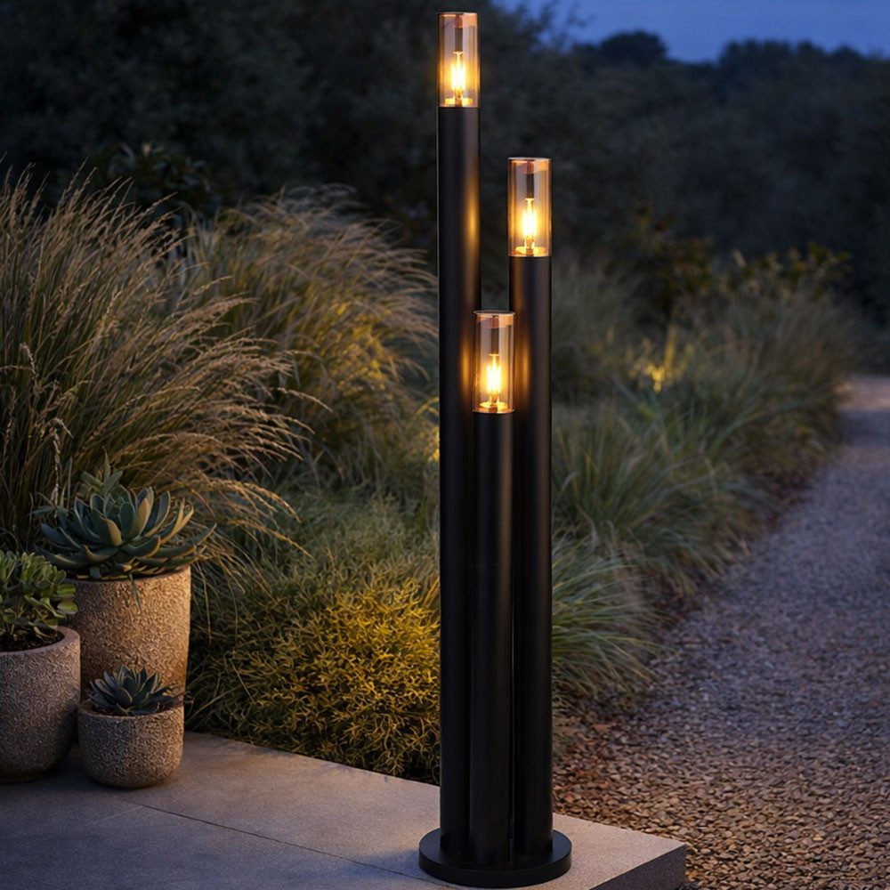 GLOBO LIGHTING LED Außen-Stehlampe, Leuchtmittel inklusive, Warmweiß, Außenstehleuchte Gartenlampe Wegeleuchte Edelstahl schwarz LED 170 cm