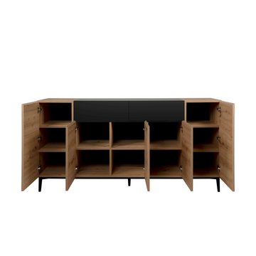 Finori Kommode Sideboard Beistellkommode 180x90x40 cm NOLA 51A Artisan Eiche schwarz