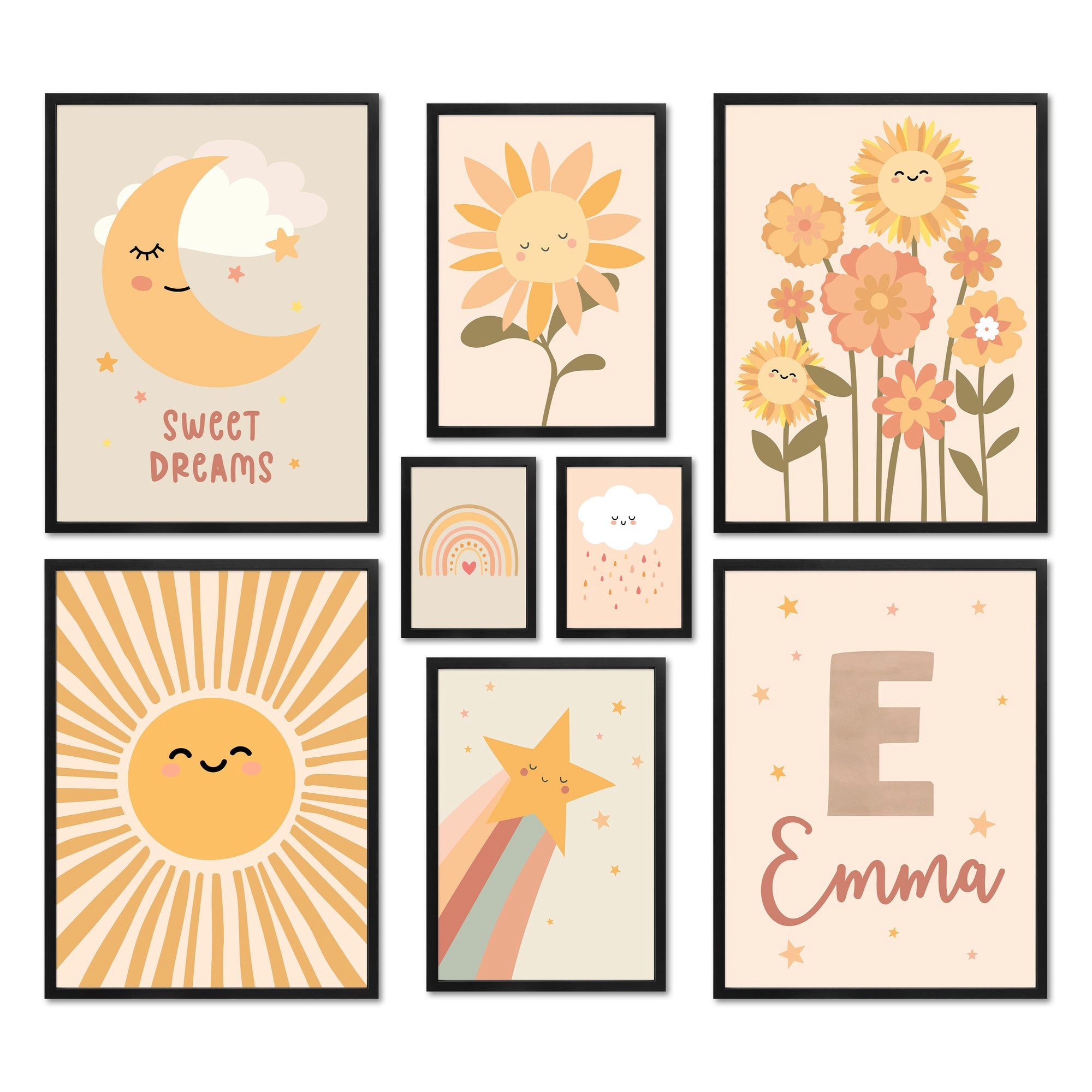 Bilder-Collage Poster Set - Happy Kids Nature - Deko Wandbilder kinderzimmer, pflanze
