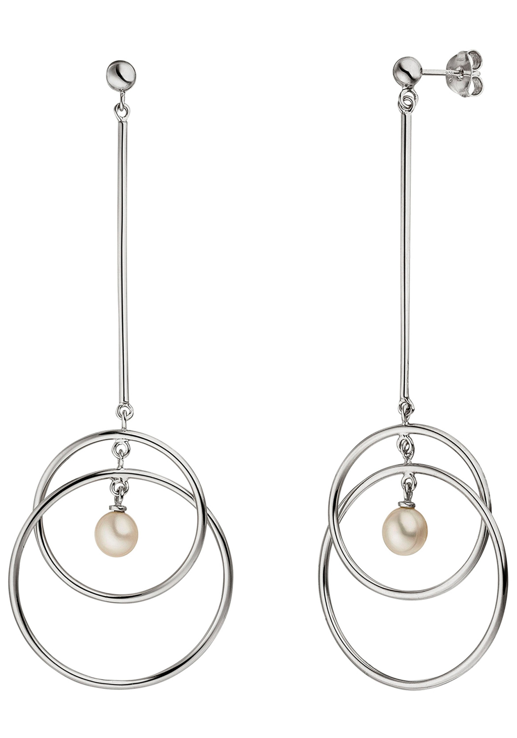 JOBO Perlenohrringe, 925 Silber mit 2 S�...