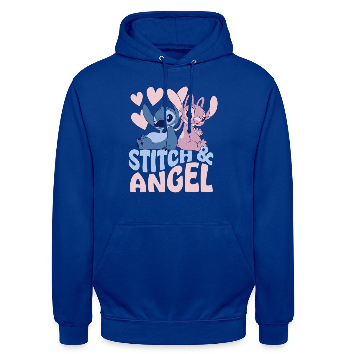 Spreadshirt Hoodie Lilo & Stitch Herzmotiv Angel Und Stitch Unisex Hoodie (1-tlg) Unisex-Schnitt: Sitzt bei Männern körpernah, bei Frauen weit