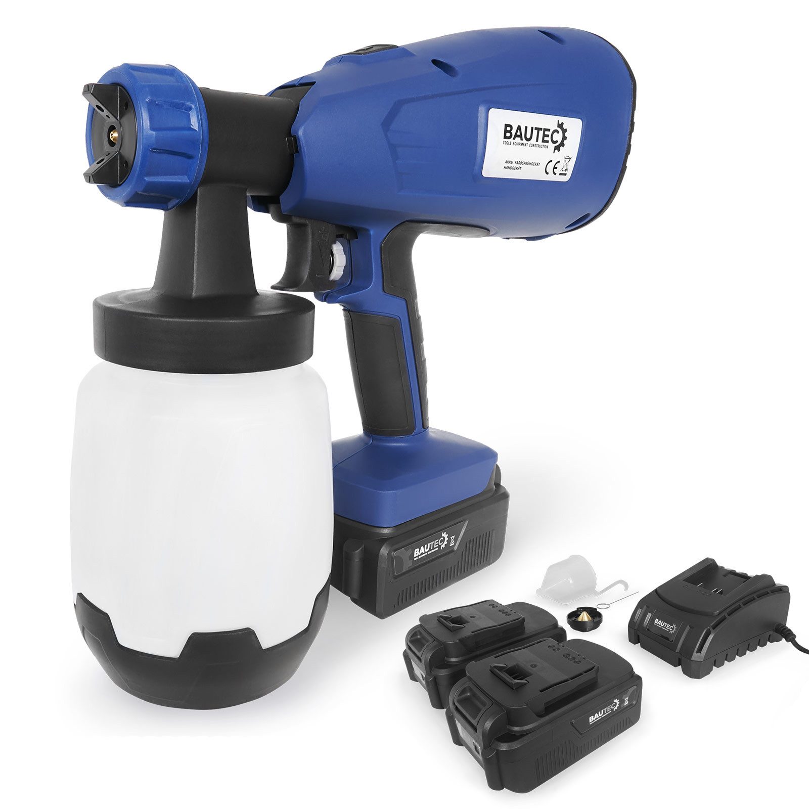 BAUTEC Farbsprühgerät Akku-Farbsprühsystem » Komfort-Set inkl. 2 Akkus » 3-in-1 Sprühbild, (Komplett-Set)