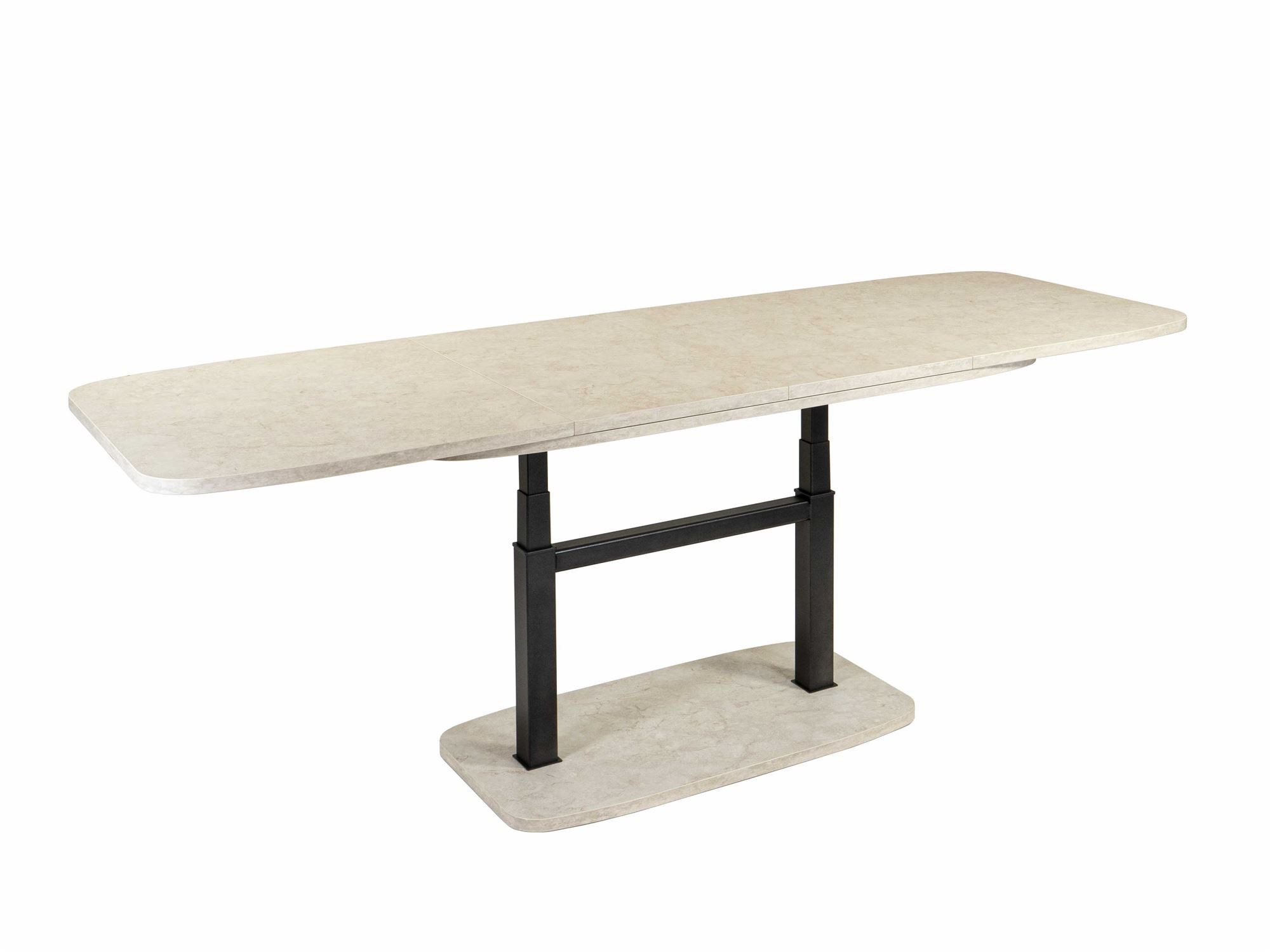 58 aufm Kessel Couchtisch Funktionstisch Cora 110x53x63 Holzwerkstoff Muschel Sandstein (inkl. Lieferung bis in die Wohnung, 1-St., Lieferung bis Verwendungsstelle), stufenlos höhenverstellbar in 2 Stufen ausziehbar Tischplatte Dekor