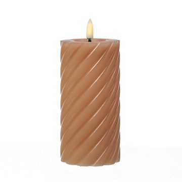 MARELIDA LED-Kerze LED Kerze Twist Echtwachs gedreht flackernd H: 17,5cm Timer altrosa (1-tlg)