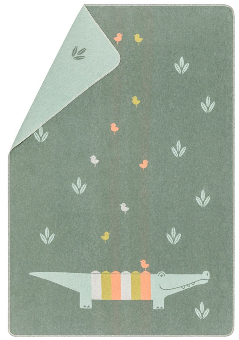 Kinderdecke Juwel 'Kroko' 100 x 140 cm Efeu - Grün, DAVID FUSSENEGGER