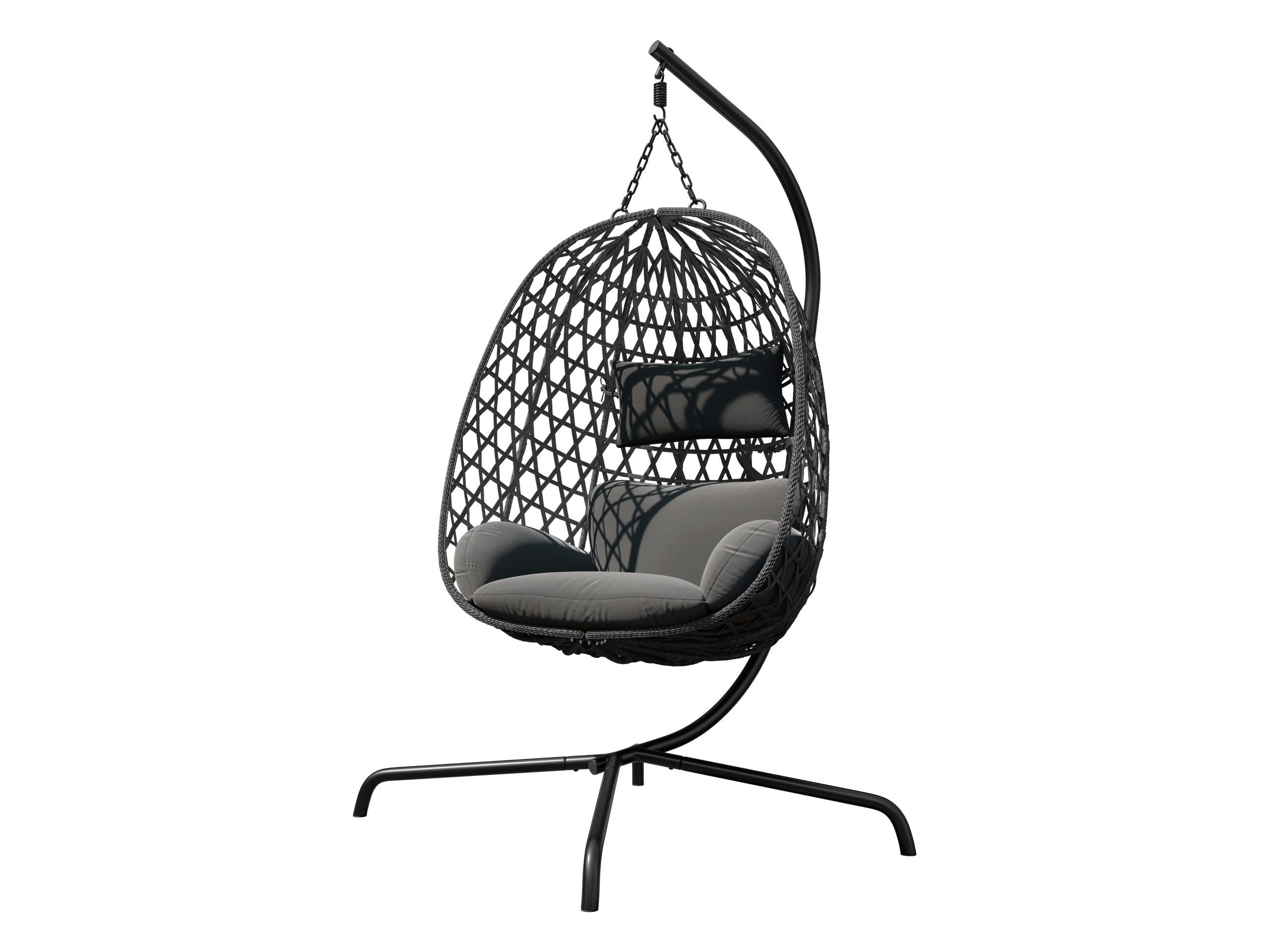 MIRJAN24 Hängesessel Liwebo (Korb aus Rattan), Metallskelett, 105x105x195 cm