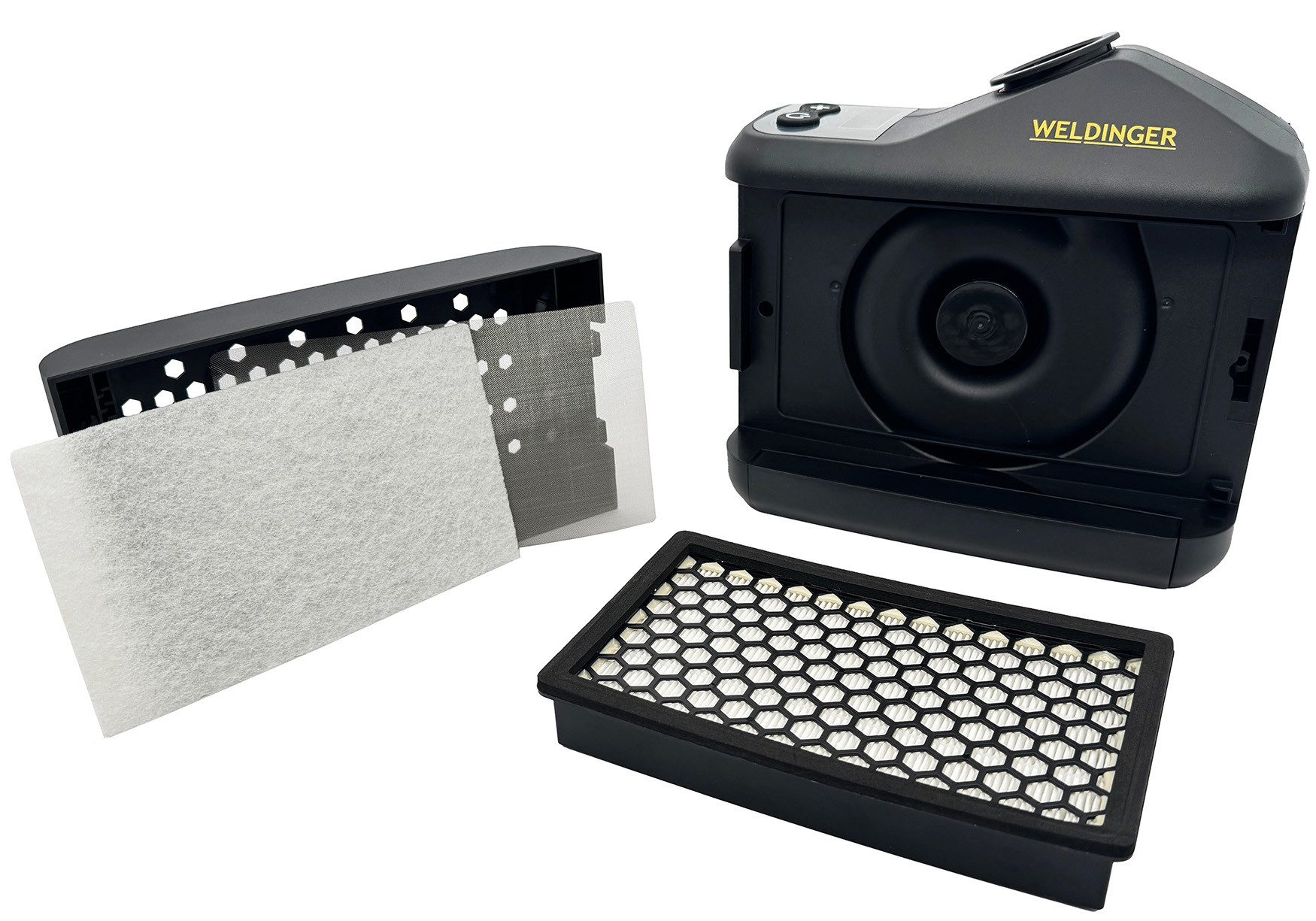 WELDINGER Schweißhelm WELDINGER FS-800 Frischluftsystem mit Schweißhelm AH 650 air system (5-tlg), Realcolour-Sichtfeld, Frischluftsystem