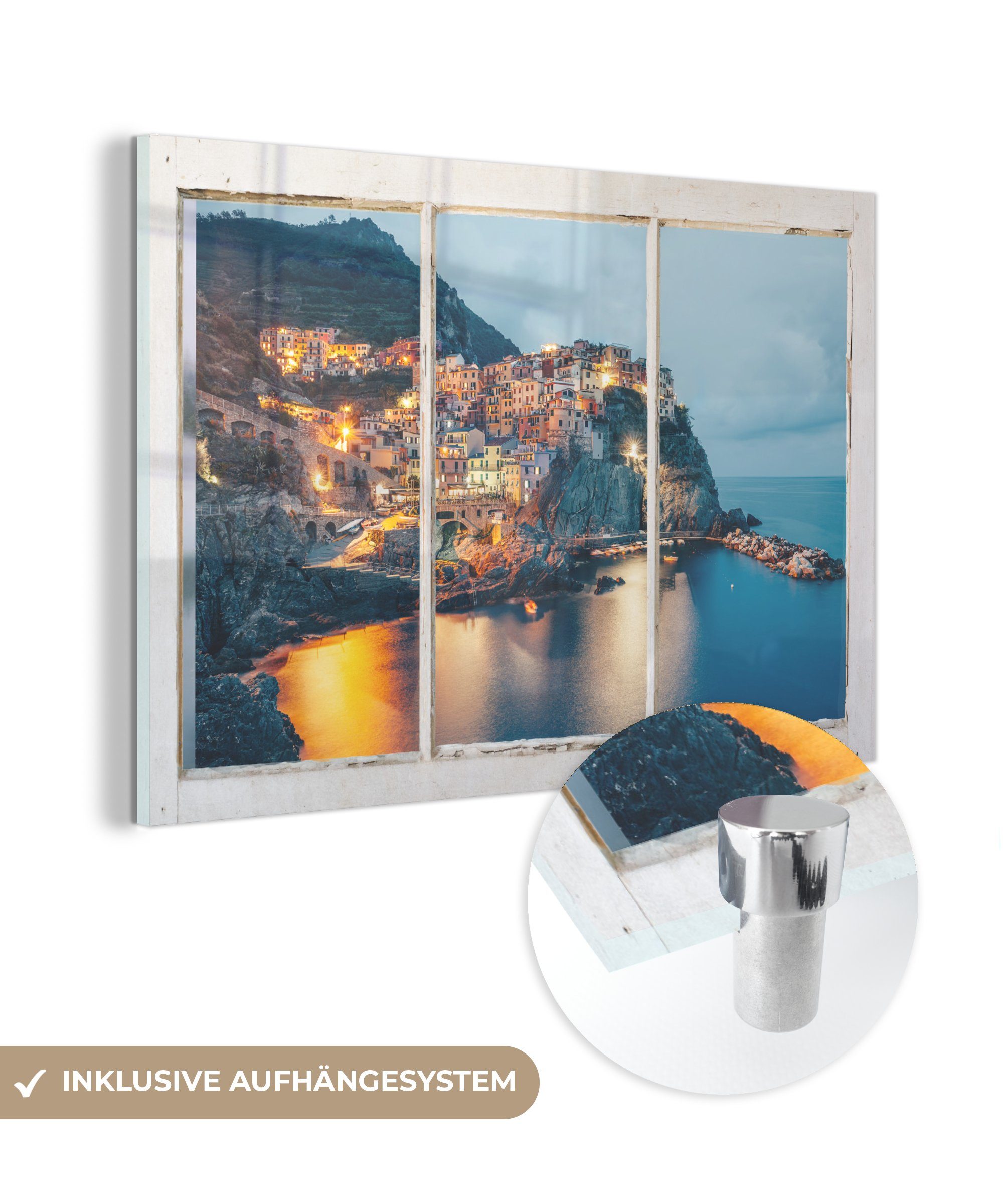 MuchoWow Acrylglasbild Aussicht - Meer - Italien, (1 St), Glasbilder - Bilder auf Glas Wandbild - Foto auf Glas - Wanddekoration