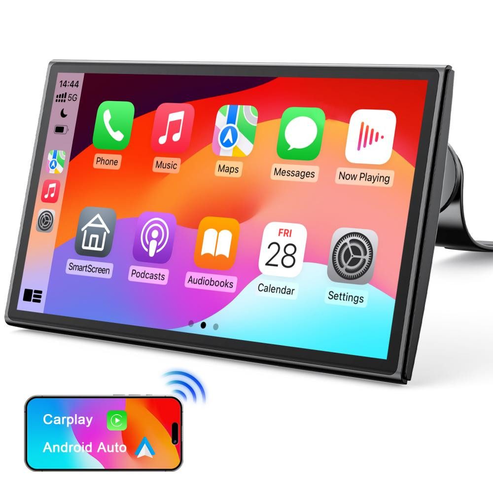 COOAU 7" Wireless CarPlay Display IPS-Bildschirm Dashcam mit OTA unt GPS Dashcam (1024*600HD, Benutzerdefinierte Bootsbildschirm, Apple & Android, Bluetooth, superlink screen projection, OTA upgrade, 4 Audioausgangsmodi)