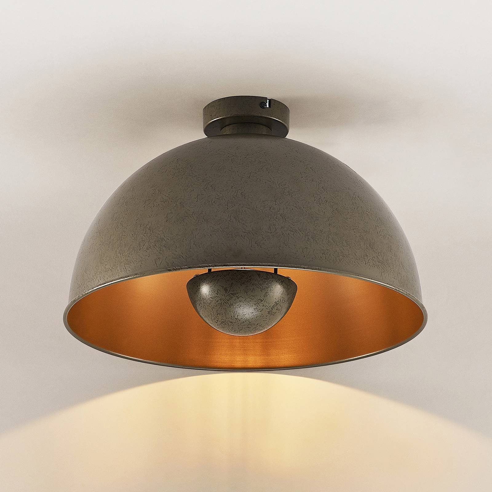 Lya, nicht flammig, Lampe E27, Deckenleuchte Deckenleuchte, Lindby dunkelgrau, Stahl, inklusive, Leuchtmittel dimmbar, Modern, 1