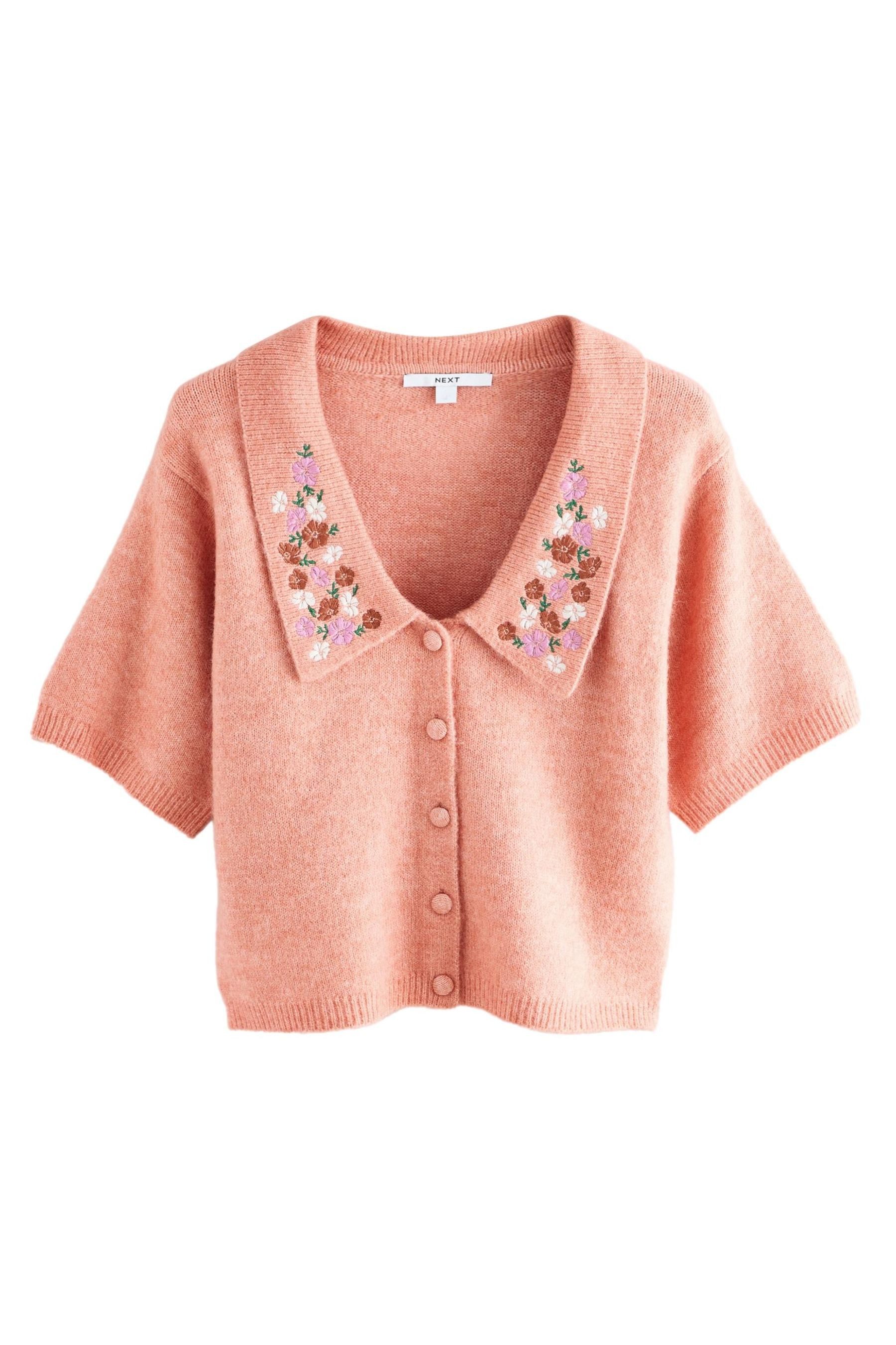 Next Kurzarmpullover Kurzarm-Strickjacke mit Blumenstickereien (1-tlg) günstig online kaufen