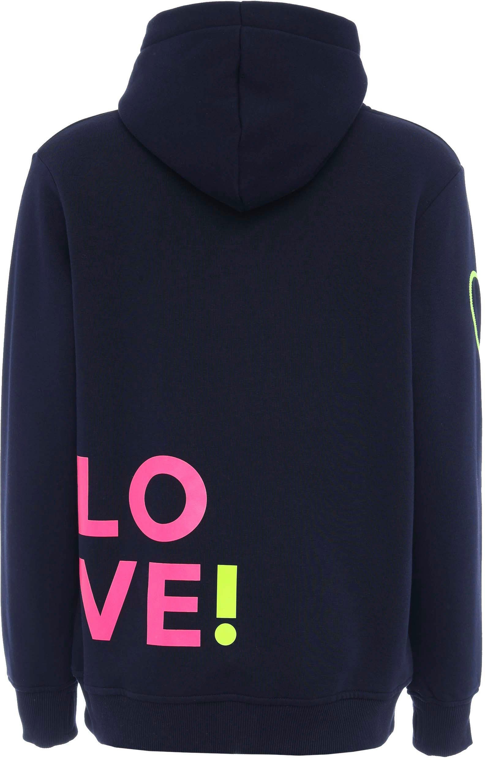 Zwillingsherz Kapuzensweatshirt mit gesticktem Neon Herz am Ärmel und "Love" Schriftzug auf Kordel – Bild 4 von 5