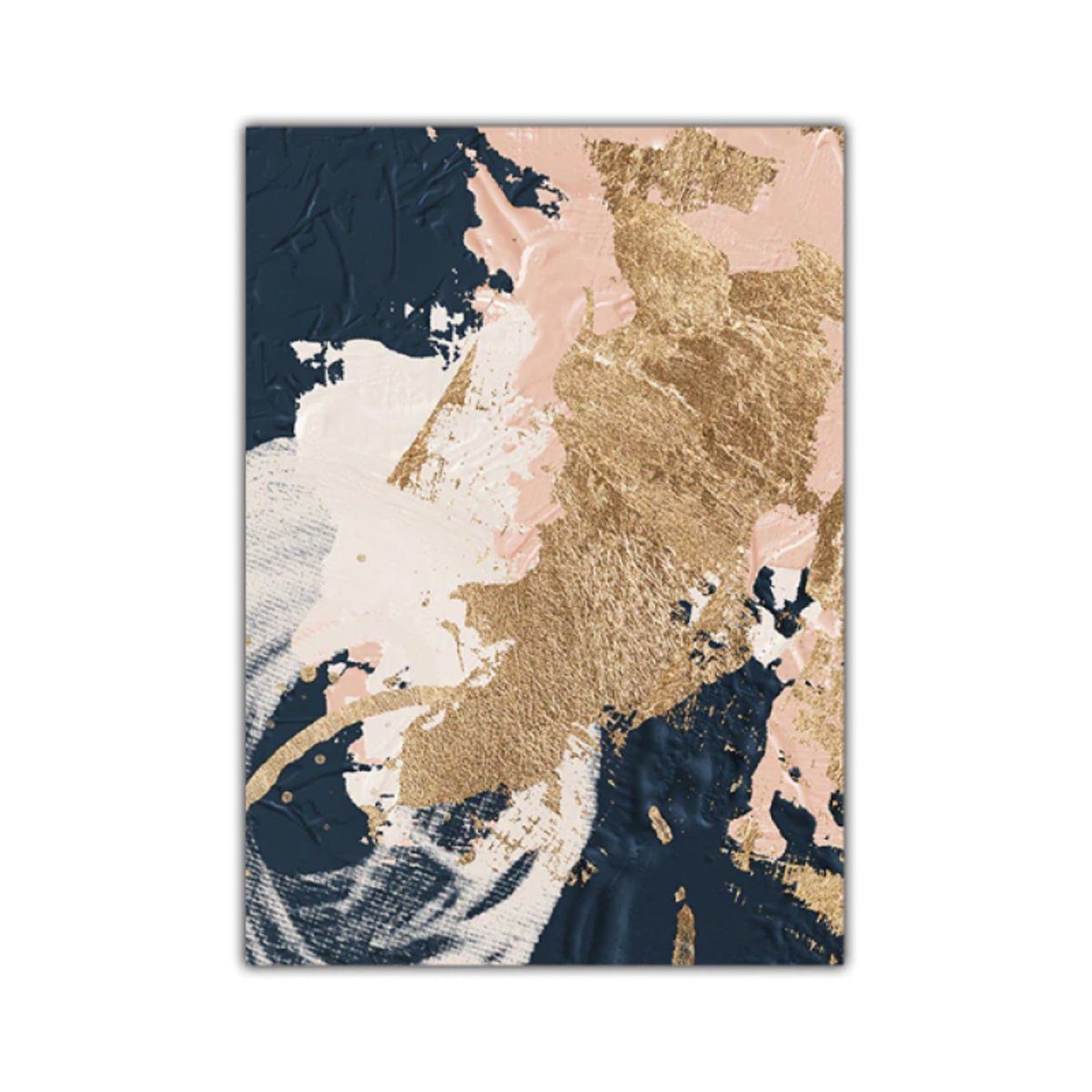 TPFLiving Kunstdruck (OHNE RAHMEN) Poster - Leinwand - Wandbild, Abstrakte Malerei - 3 Motive in 7 Größen zur Auswahl - (Auch in DIN A4, DIN A3 und DIN A2 - Motiv als 3-er Set erhältlich), Farben: Gold, Schwarz, Beige und Rosa - Größe: 13x18cm