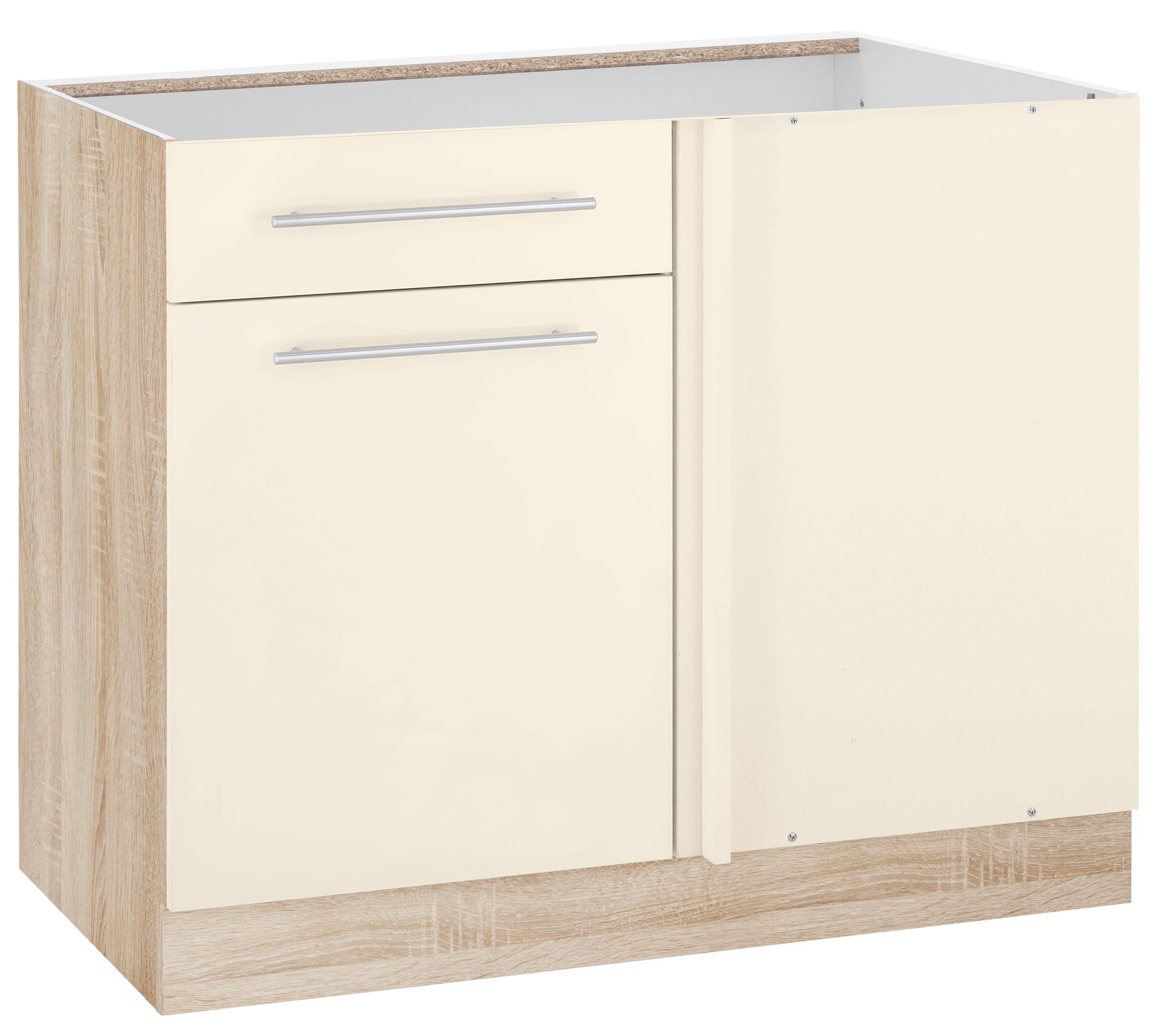 wiho Küchen Eckunterschrank Flexi2 Breite 100 cm, Planungsmaß 110 cm, ohne Arbeitsplatte vanillefarben/eichefarben