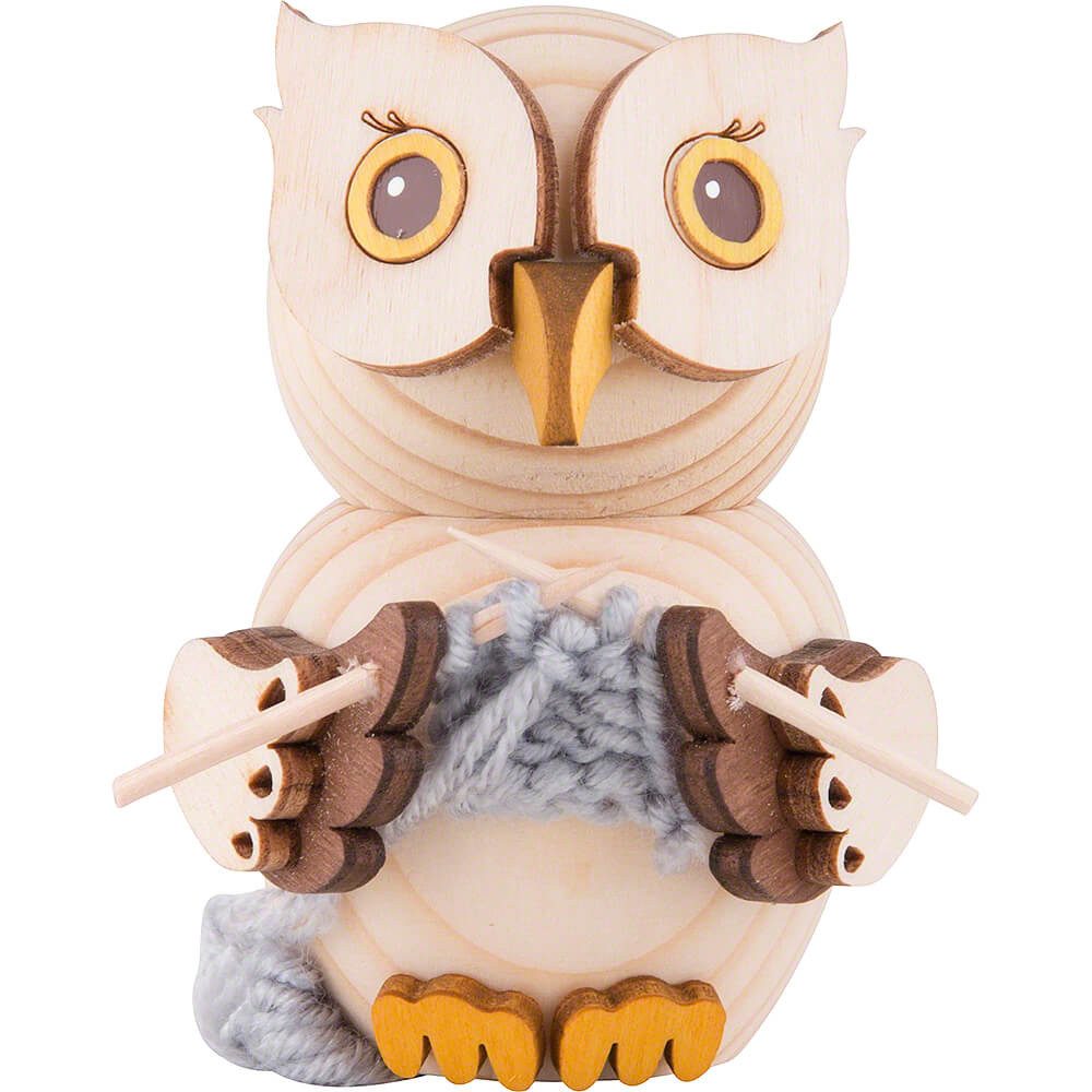 Kuhnert Dekofigur Mini-Eule mit Strickzeug (7cm) von Drechslerei Kuhnert