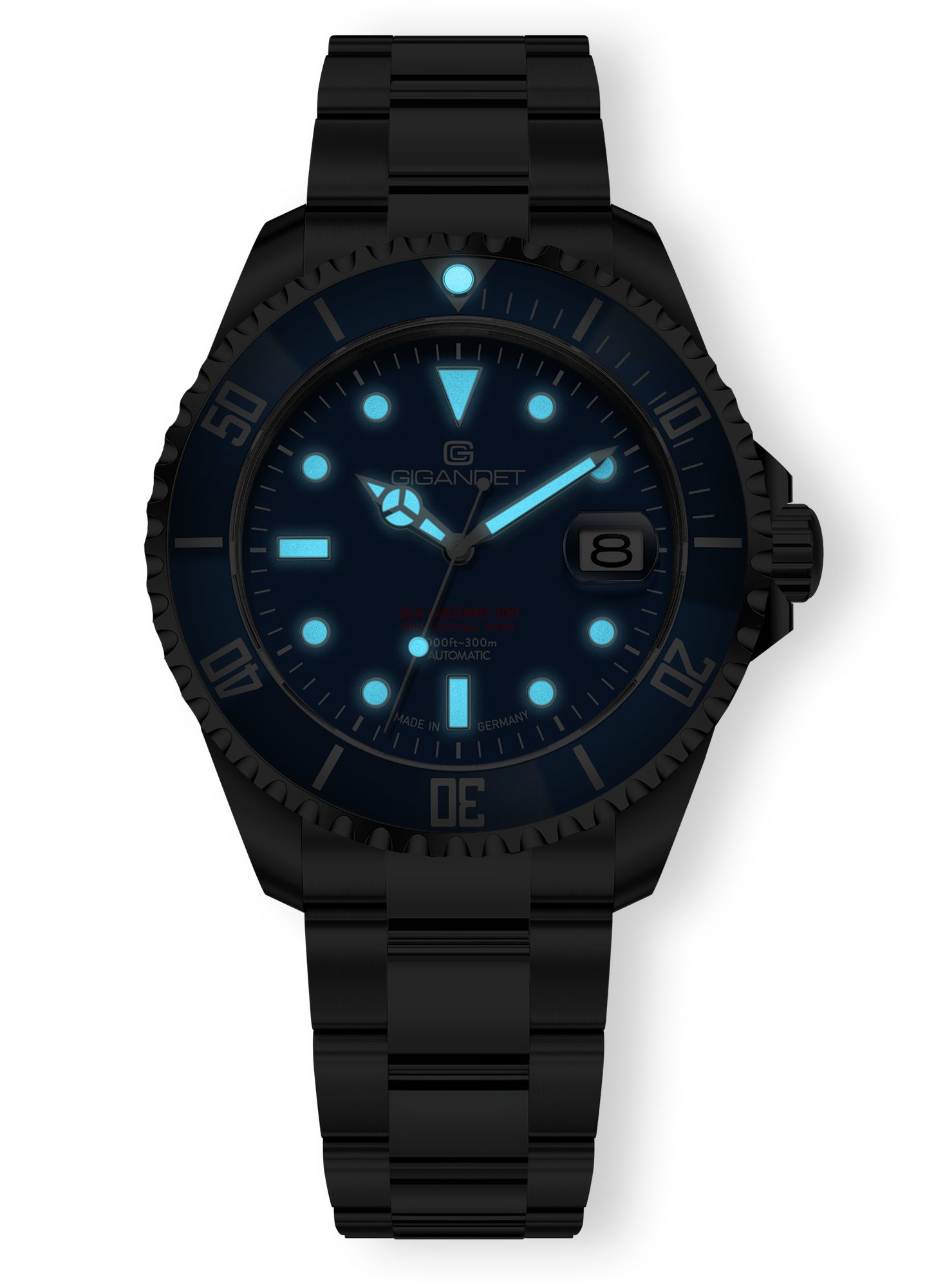 Gigandet Automatikuhr SEA GROUND 300 DATE G300-015M, Made in Germany, Saphirglas, Swiss SuperLuminova, Taucheruhr