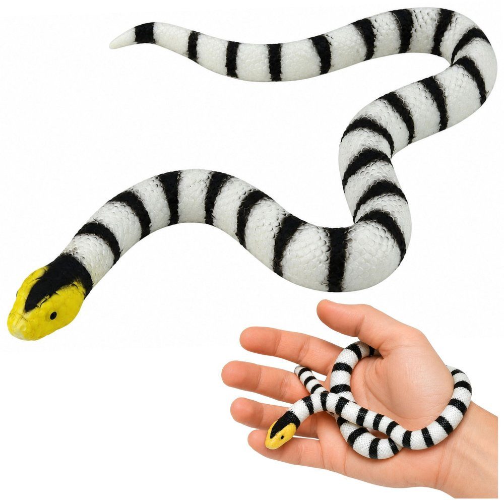 Wisam Lernspielzeug Gummischlangenfigur, dehnbar, realistisch, schwarz-weiß, 33 cm