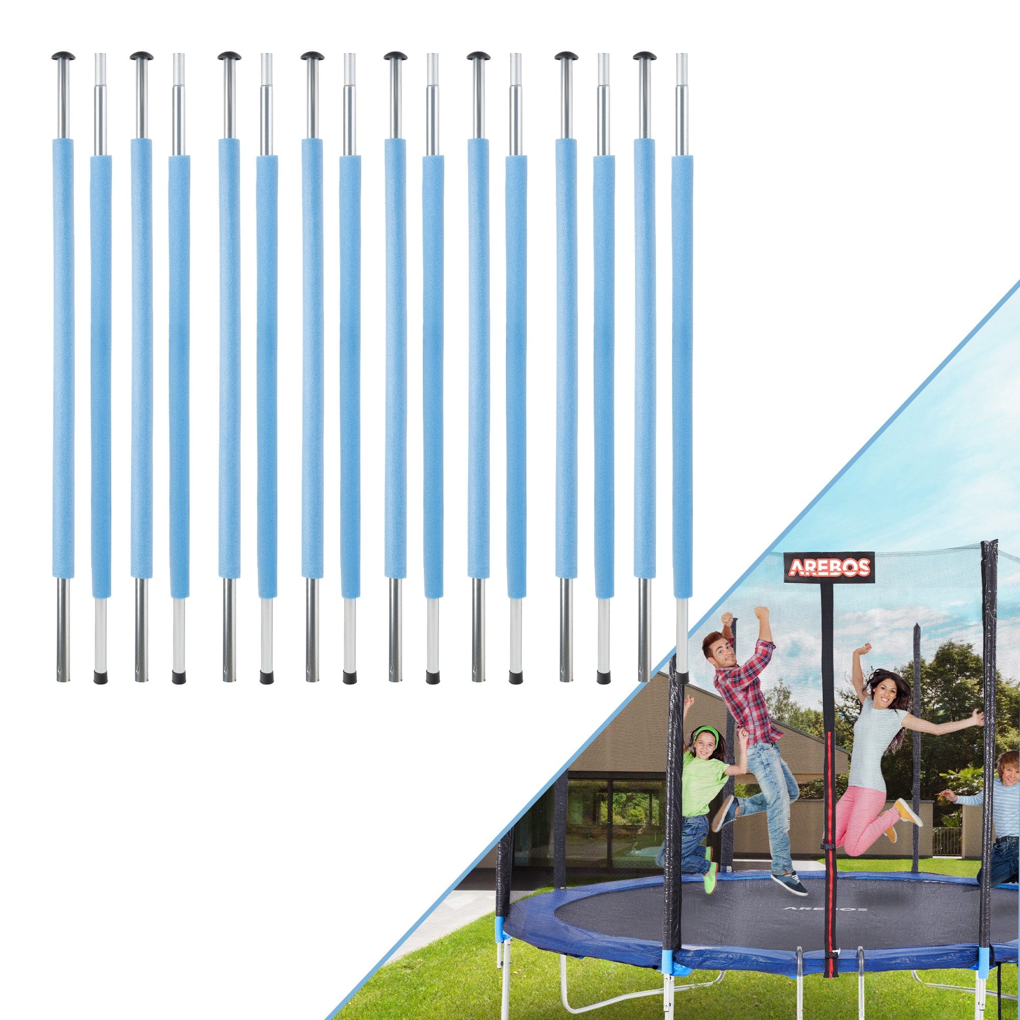 Arebos Gartentrampolin Trampolin Stangen-Set 6x 209 cm oder 8x 209 cm Ersatzteile, (Set, 8 tlg., 8)