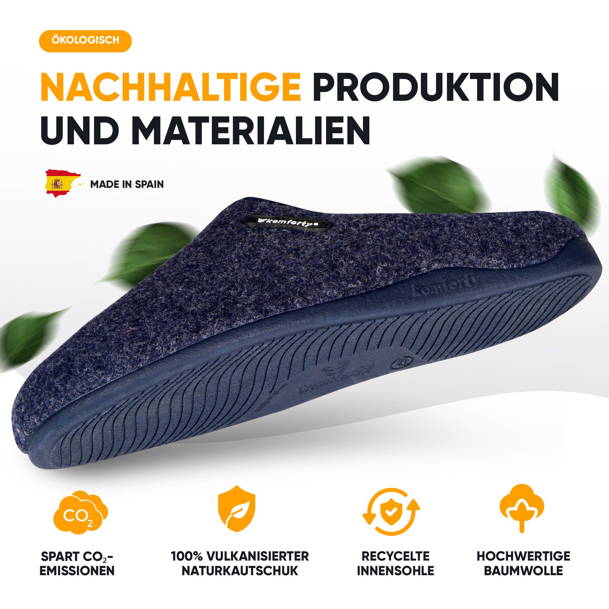 Komforty Komforty Hausschuhe Damen Herren für drinnen & draußen aus Wolle Hausschuh (Paar, Natürliche Wolle, Natürlicher Kautschuk, Warme Füße, Komforty) Natürliche Wolle, Made in Spain