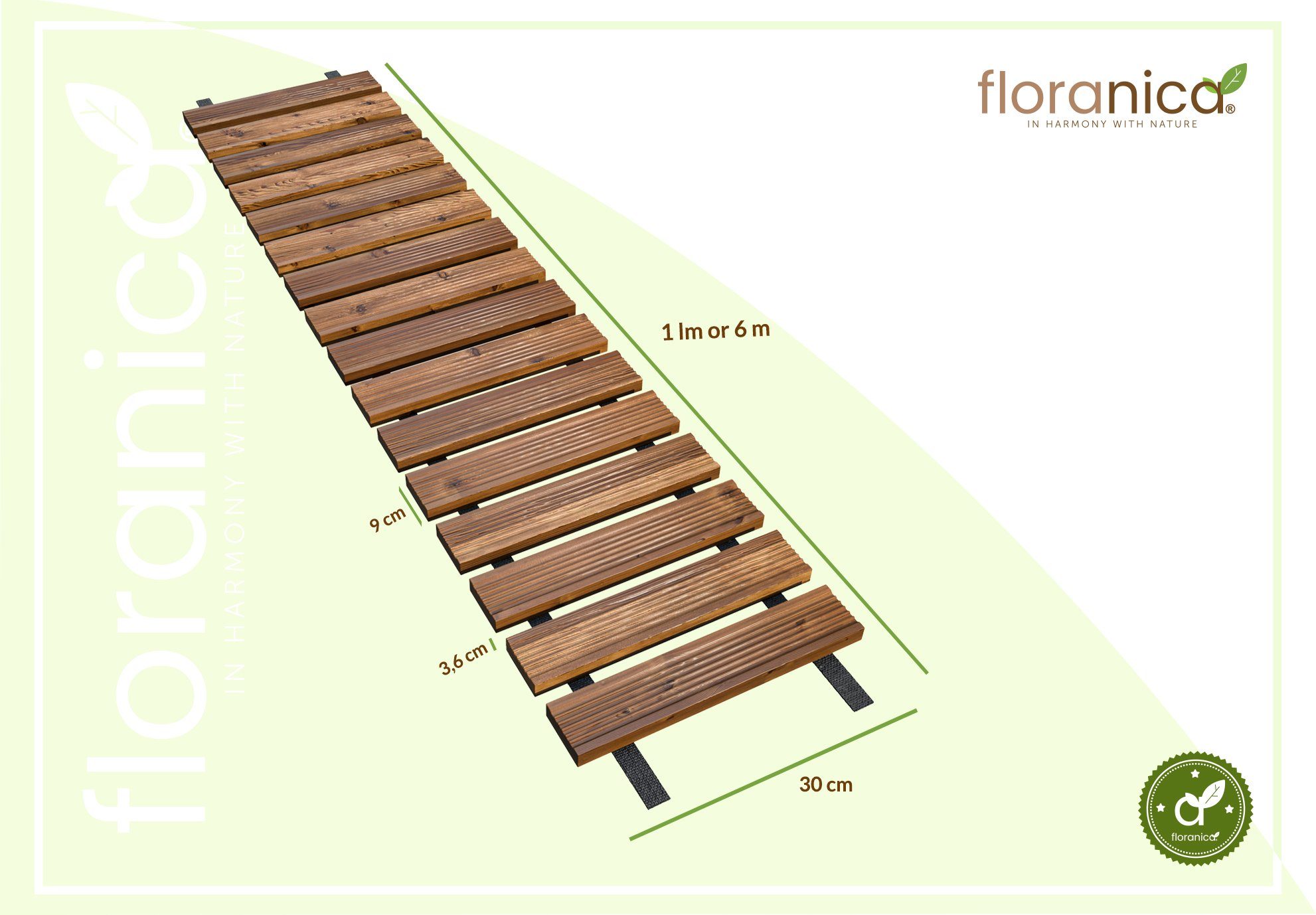 Holz Farbe: Braun in Floranica cm, Gartenweg lfm, Breite Länge Bodenfliese, Rollweg Braun, 30 100x30,