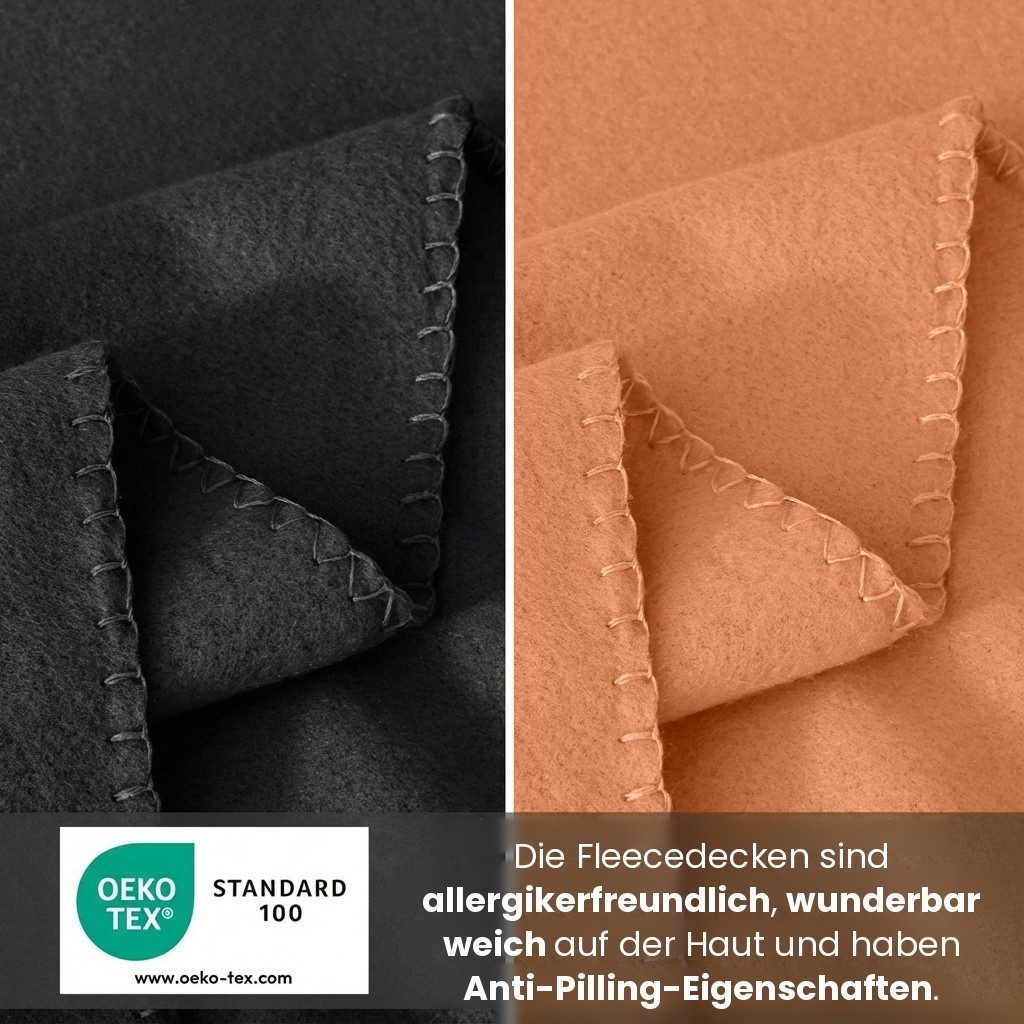 Wohndecke 2er Set eco-line Fleecedecke ca. 130x160, wometo, OEKO-TEX®, 100% recyceltes Material, Antipilling – Bild 3 von 5