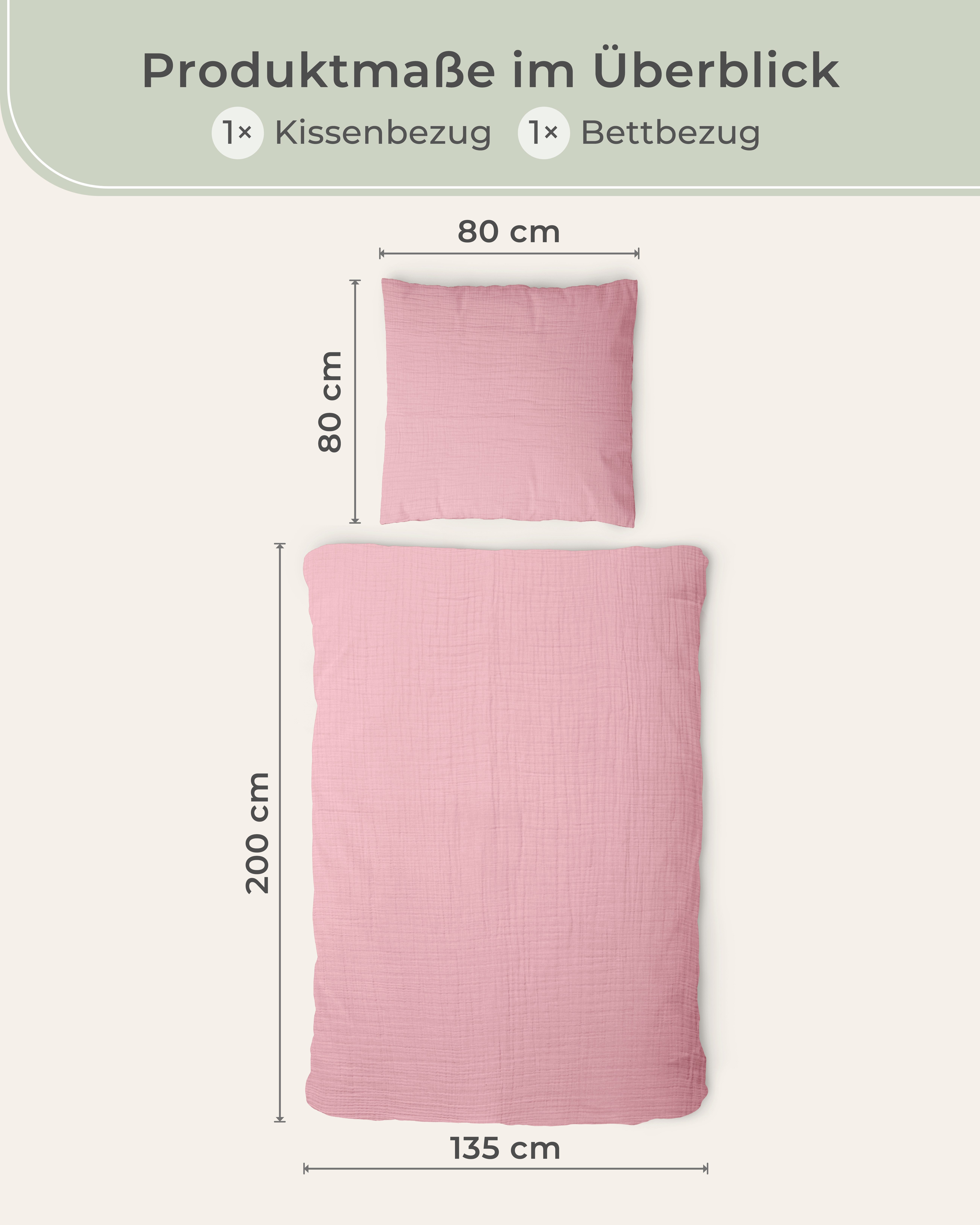 Laynenburg Bettwäsche Musselin aus 100% Baumwolle in 135x200 oder 155x220 cm, atmungsaktiv & bügelfrei – 2 lagig mit Reißverschluss & Haltebändern