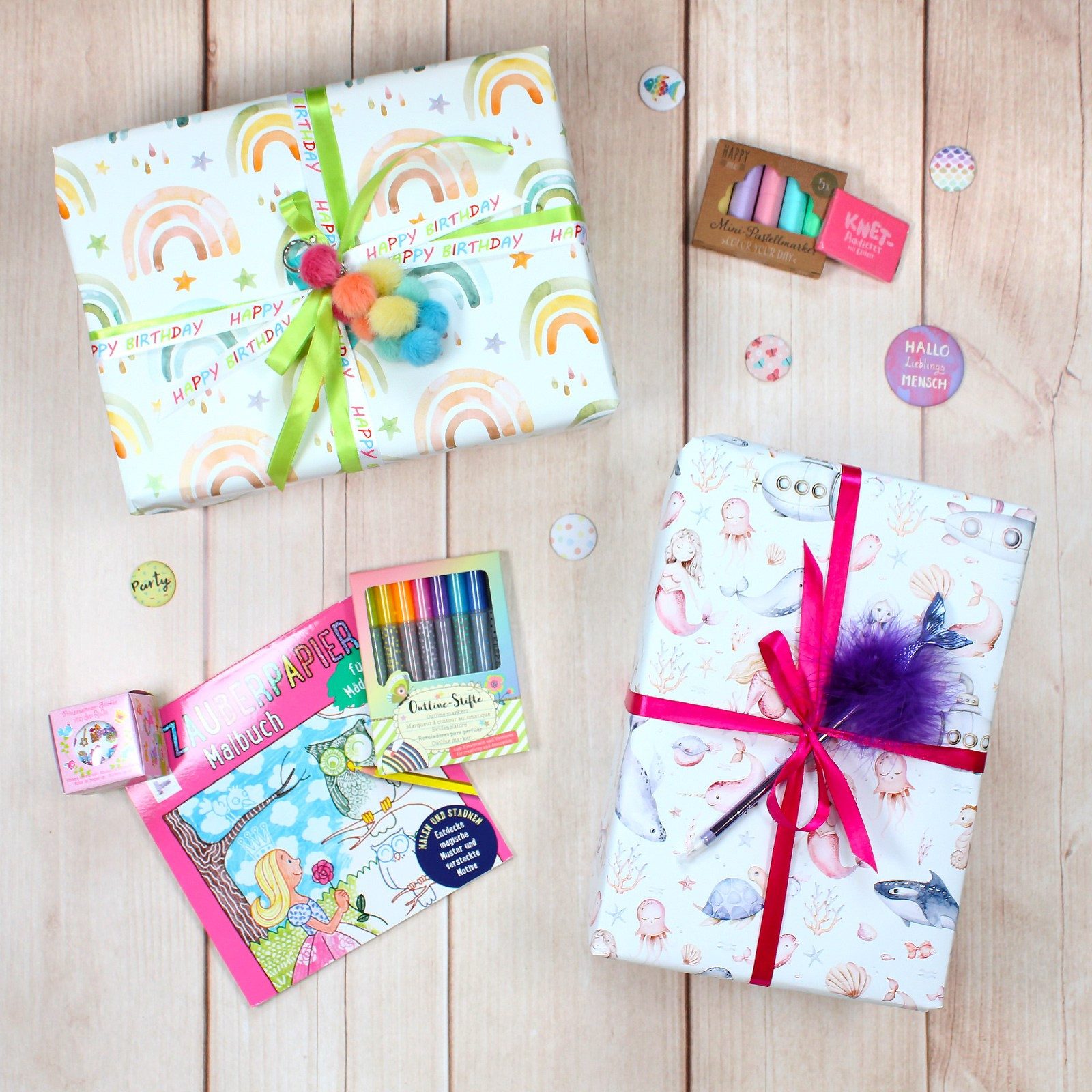 nikima Geschenkpapier 5 Bögen Geschenkpapier Regenbogen - 1,60€/qm- 84,1 x 59,4 cm, 5 Bögen