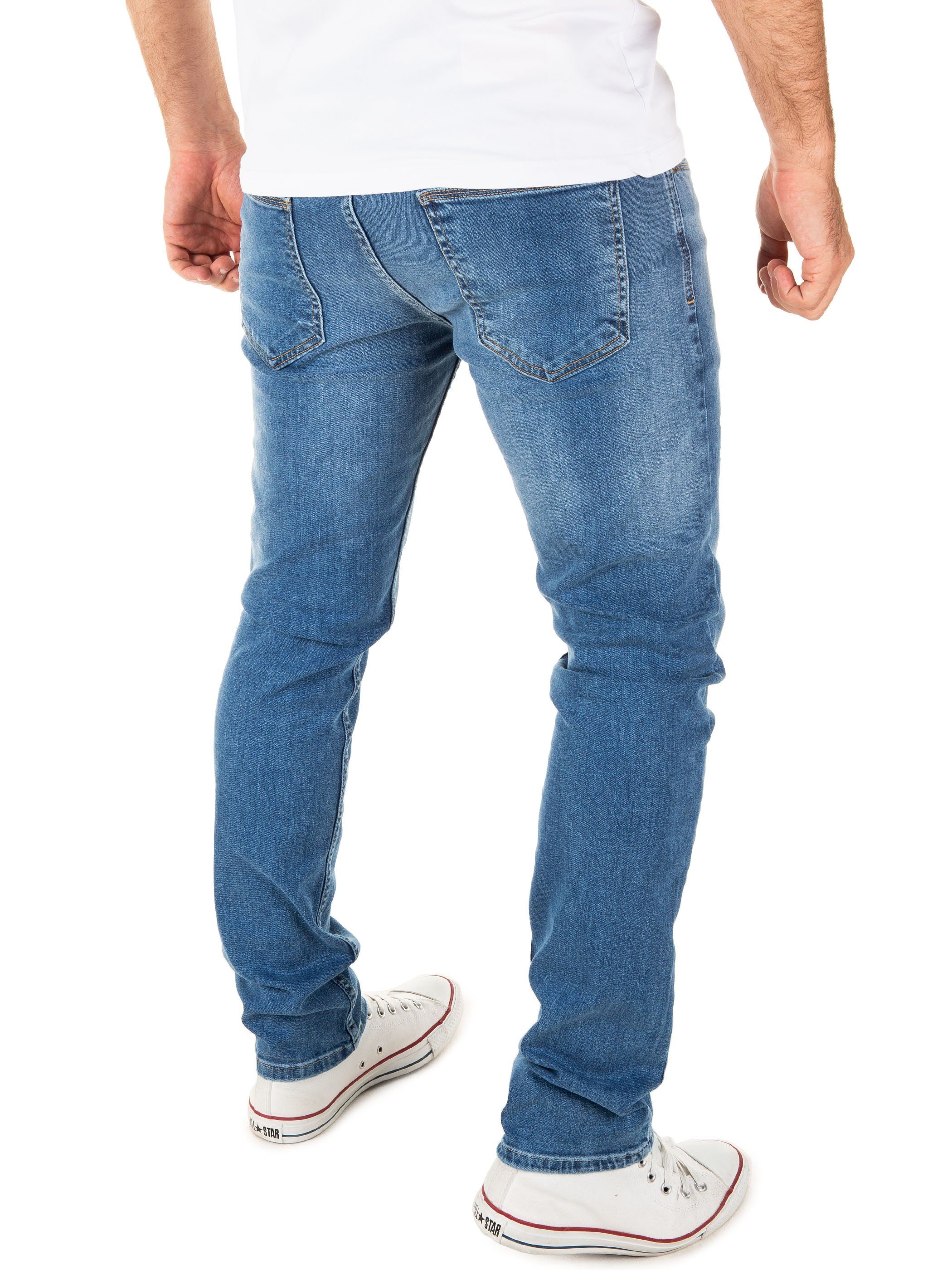 Justin mit Jeanshose Stretchanteil Blue Herren (Bijou 183921) Slim-fit-Jeans Stretch Jeans WOTEGA Blau