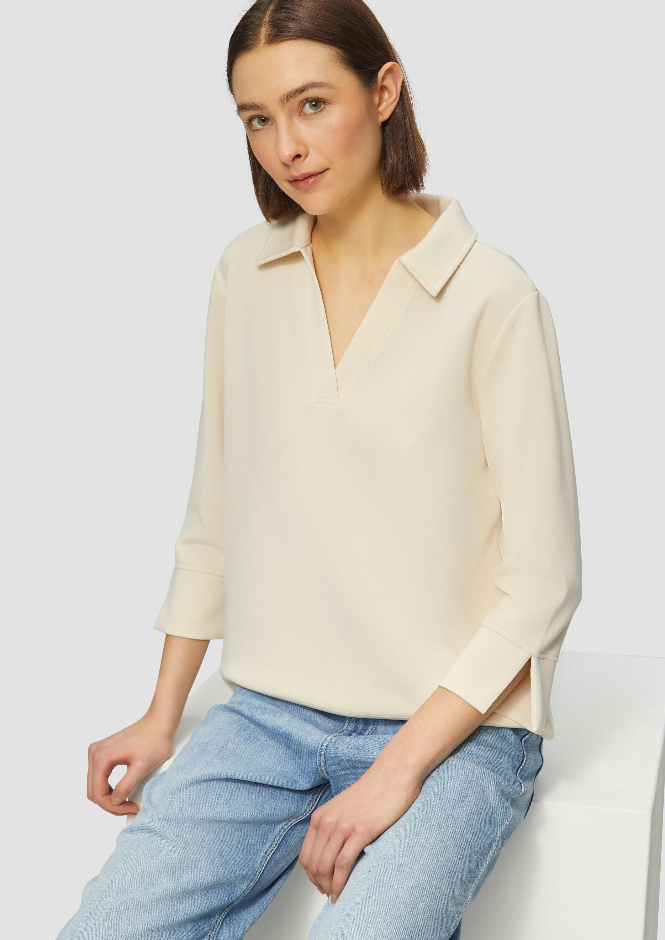 s.Oliver 3/4 Arm-Pullover Sweatshirt Sweatshirt aus Scuba mit Polokragen günstig online kaufen