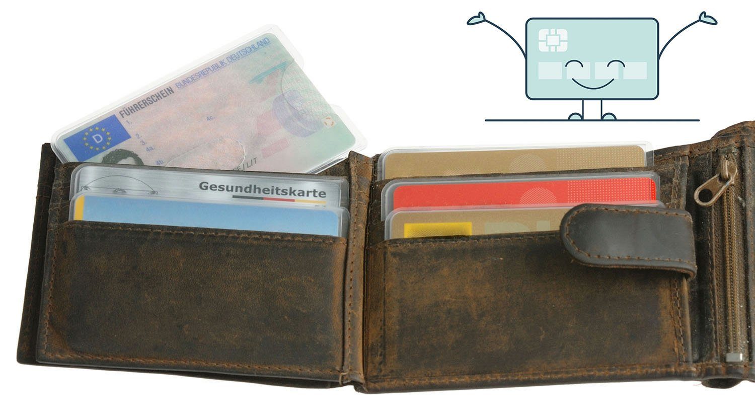 valonic Etui valonic 59 mm - 12 x 91 Stück Kreditkartenhüllen