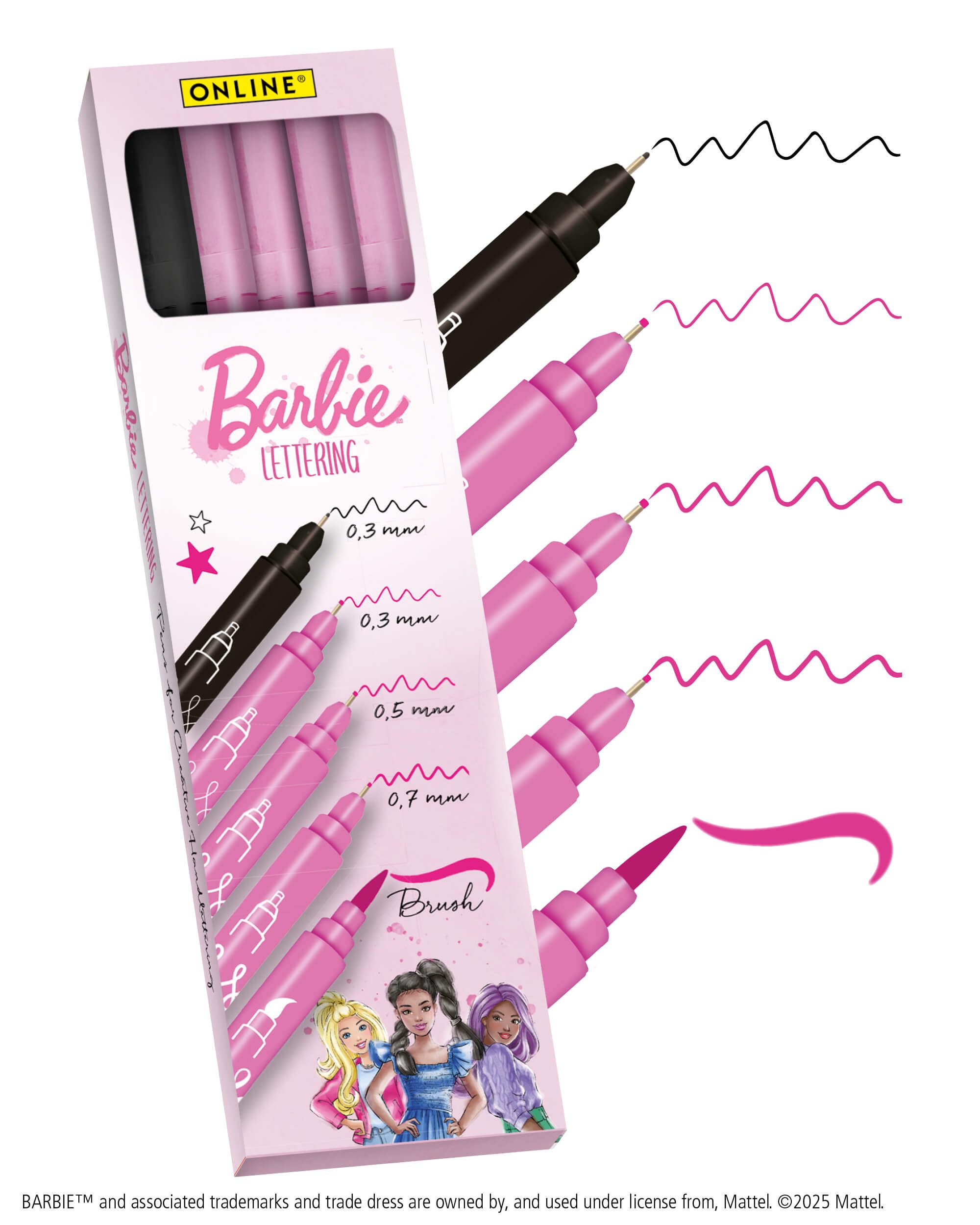 Online Pen Fineliner Pink Lettering, mit Brush Pen, Kalligrafie Pen und Fineliner