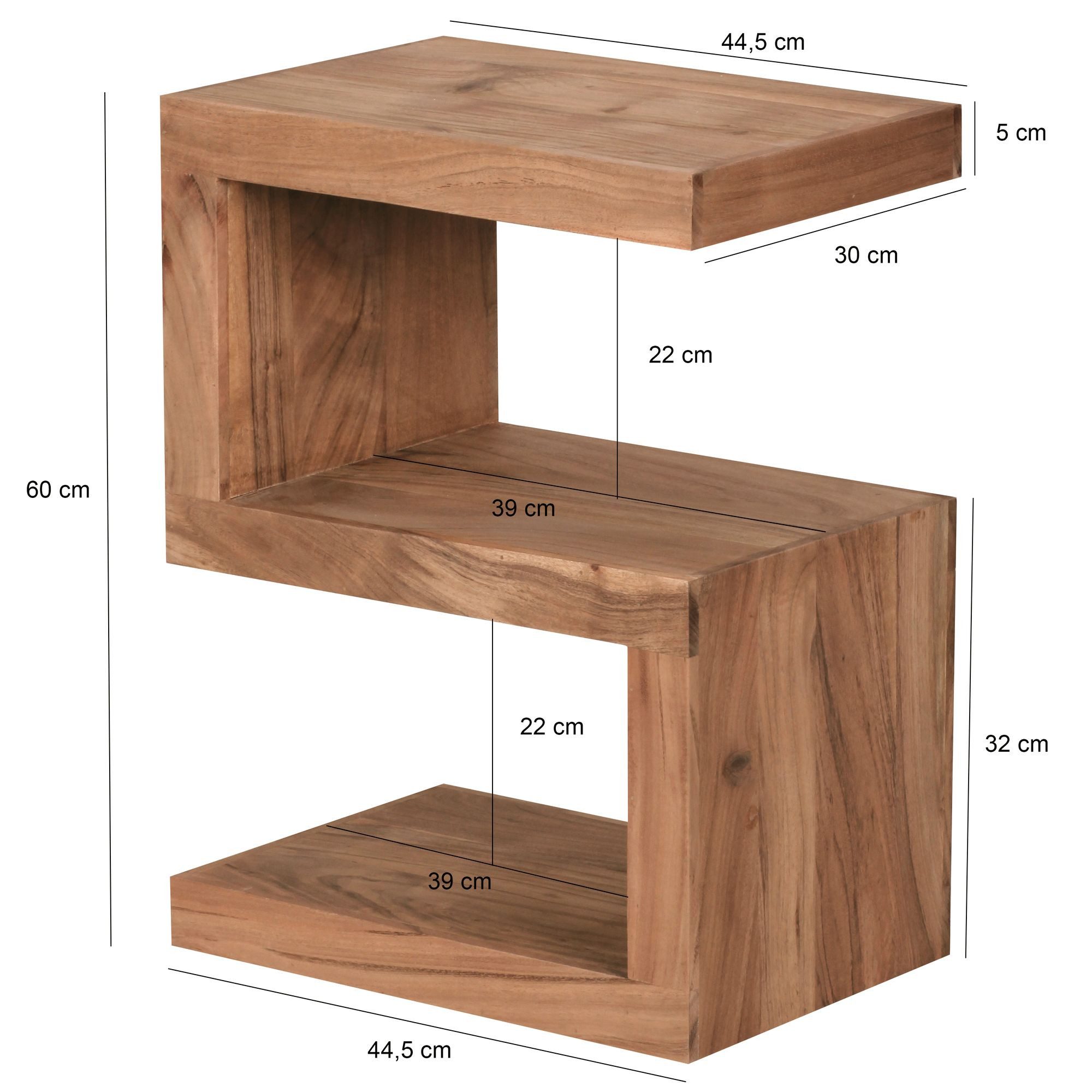 FINEBUY Beistelltisch SuVa2378_1 Massivholz S Cube Design Couchtisch Massiv Holz Modern (MUMBAI Massivholz 60 cm hoch S Cube), Design Wohnzimmertisch dunkelbraun Couchtisch