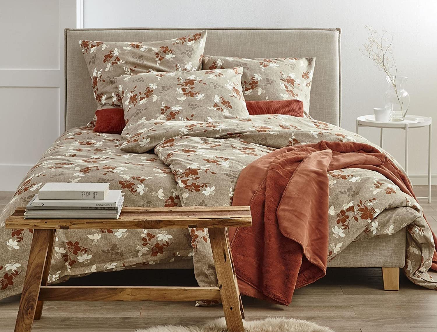 Irisette Bettwäsche Irisette Edelflanell Bettwäsche Alpaka 155x220 Blumen terra beige, Flanell, 2 teilig, für den Winter