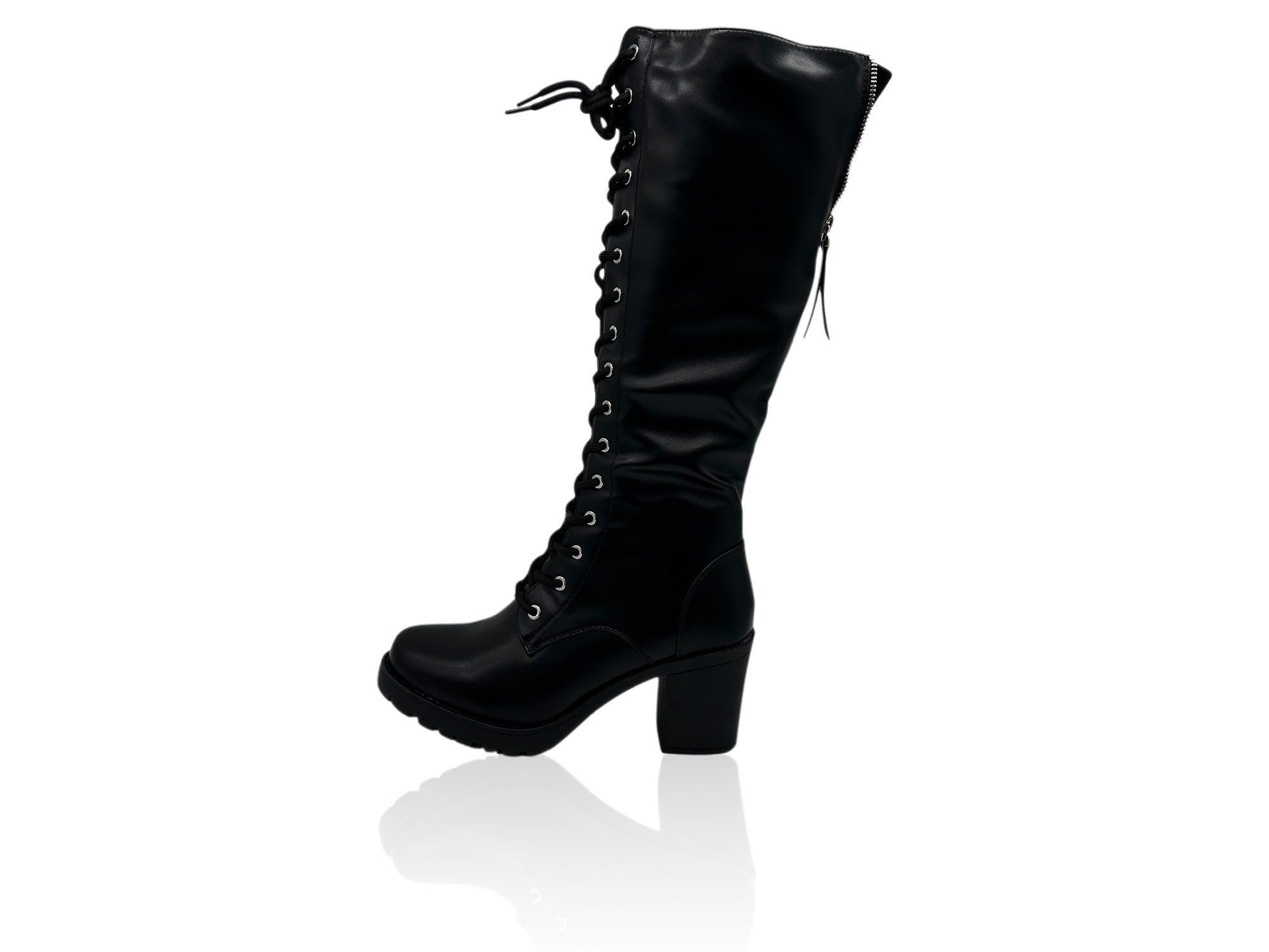 Nowaland Damen Overknee Stiefel gefüttert Overkneestiefel Gefüttert mit Schnürung und Blockabsatz