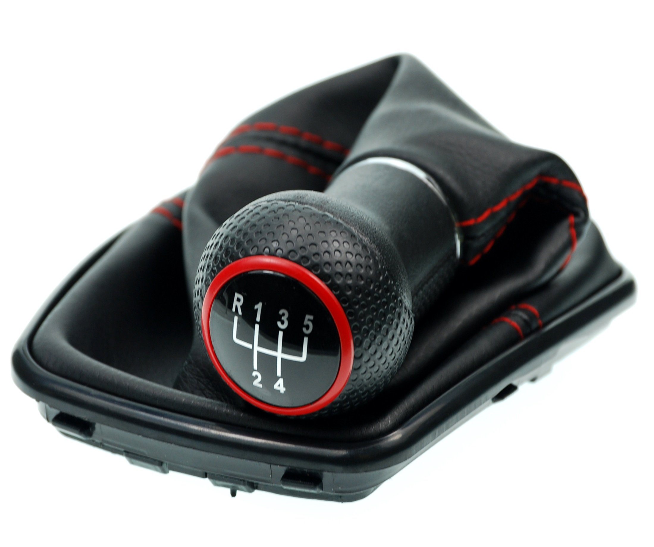 L & P Car Design Рычаг переключения передач Schaltsack Rot Schaltknauf Auto f. VW Golf 4 IV Bora Schwarz 12 mm (Set, 1 St., Schaltknauf + Schaltsack + Rahmen), Plug&Play Montage